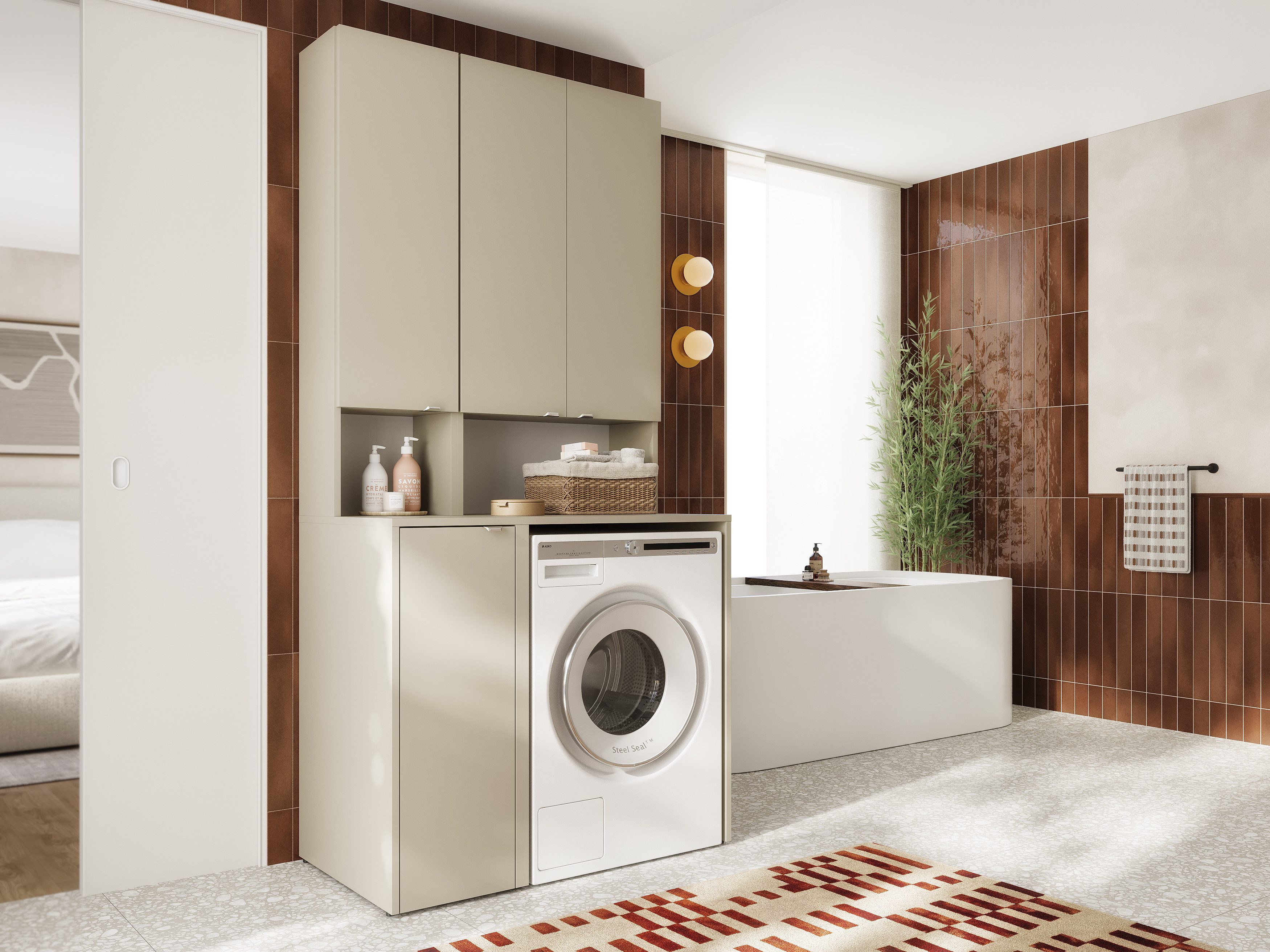 Platan Room Badezimmer-Set Waschmaschinenschrank 65 cm günstig online kaufen