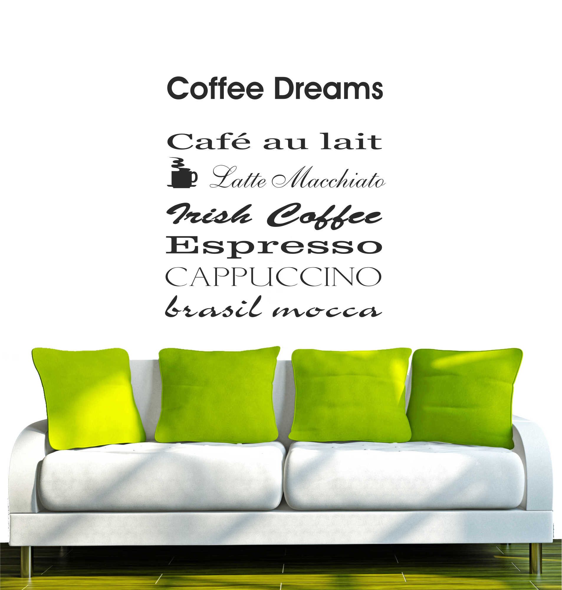 INDIGOS UG Wandtattoo Wandtattoo - Wandaufkleber - w028 Kaffee, Coffee, Kaffeetraum