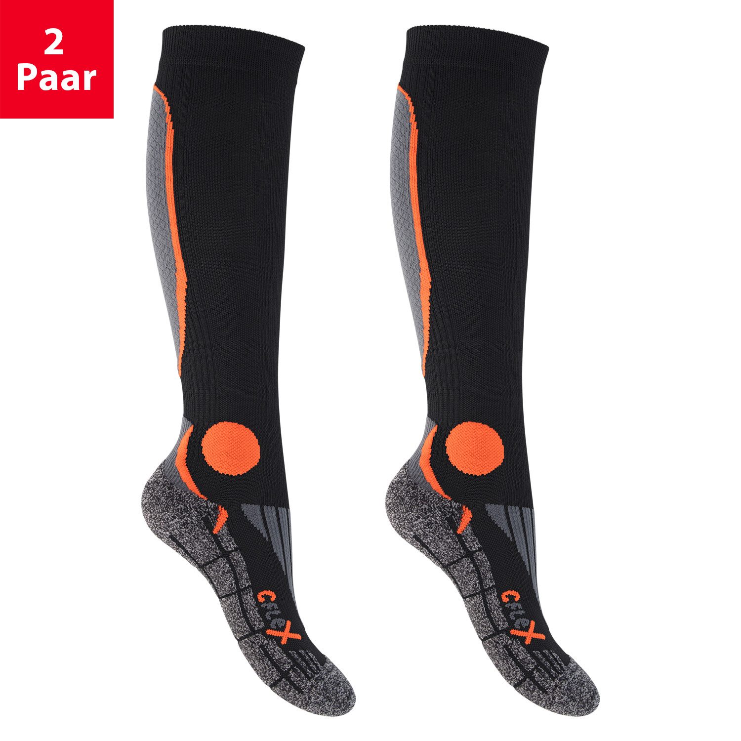 CFLEX Sportsocken Herren & Damen Running Kompressions Sport Kniestrümpfe (2 Paar)