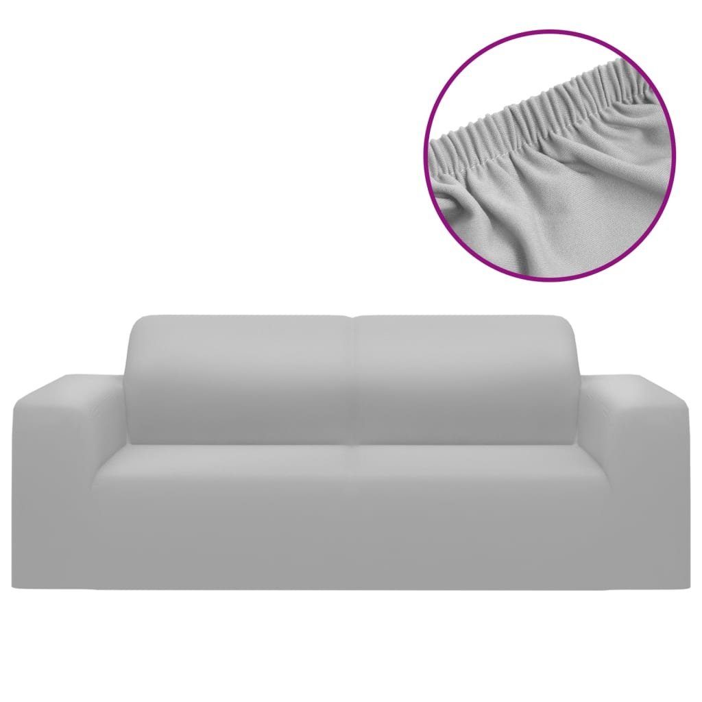 Stuhlhusse Stretch Sofahusse 2-Sitzer Grau vidaXL Schonbezug, Polyester-Jersey