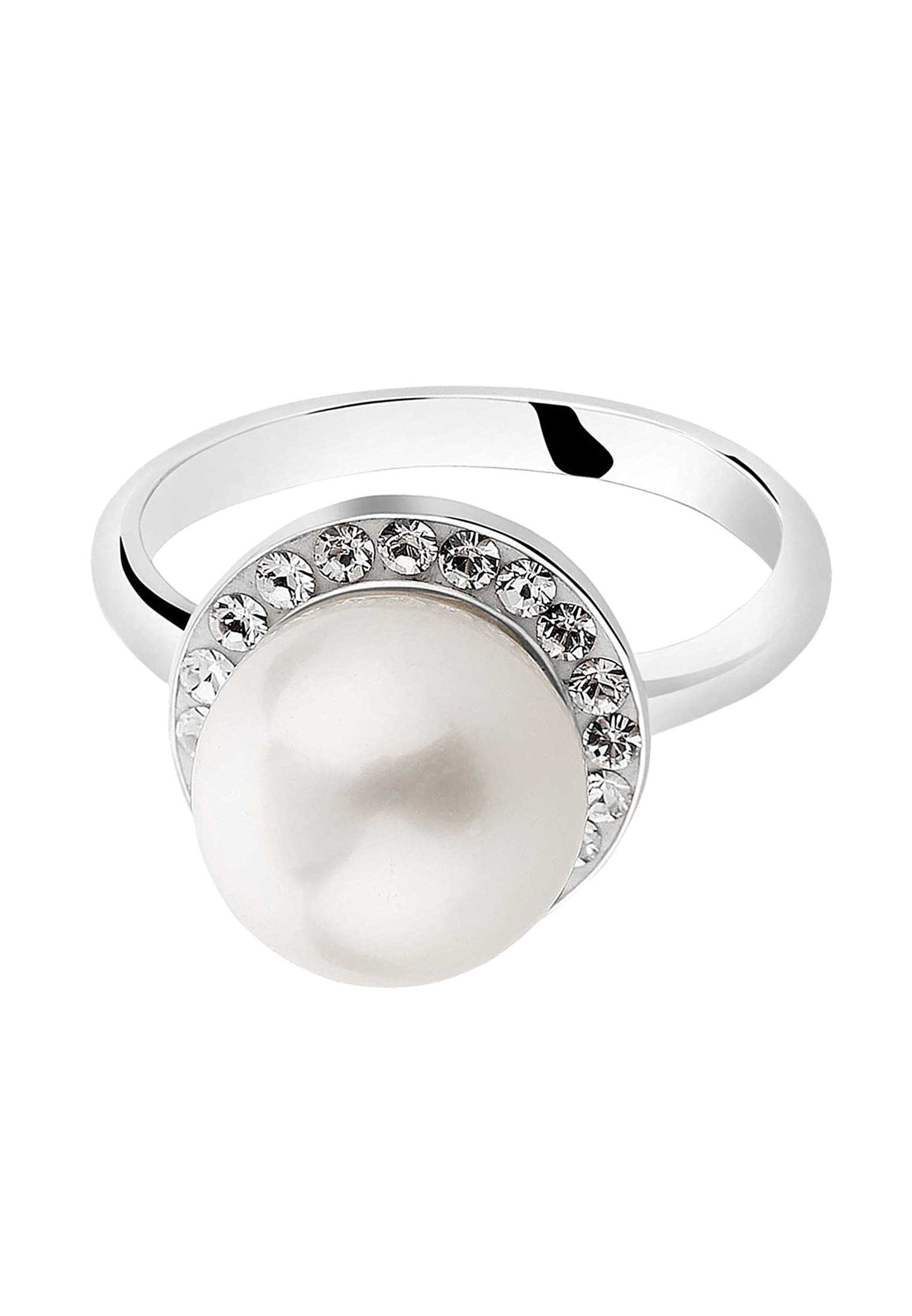 Nenalina Perlenring Muschelkern-Perle Kristalle 925 Silber