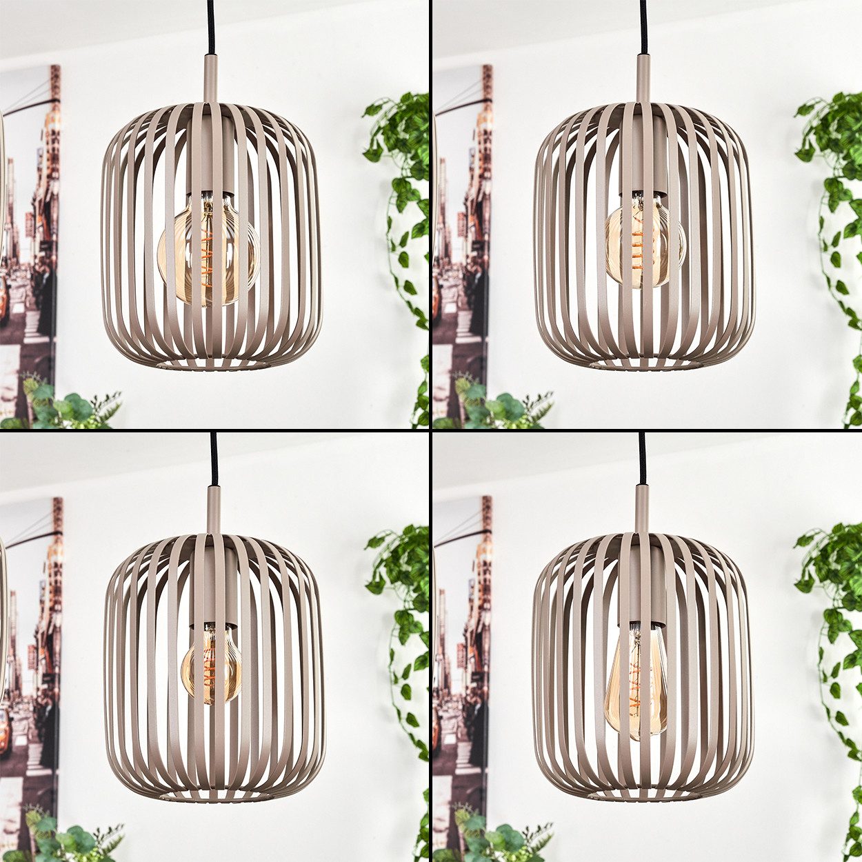 hofstein Hängeleuchte Hängelampe aus Metall in Sandfarben/Beige, ohne Leuch günstig online kaufen