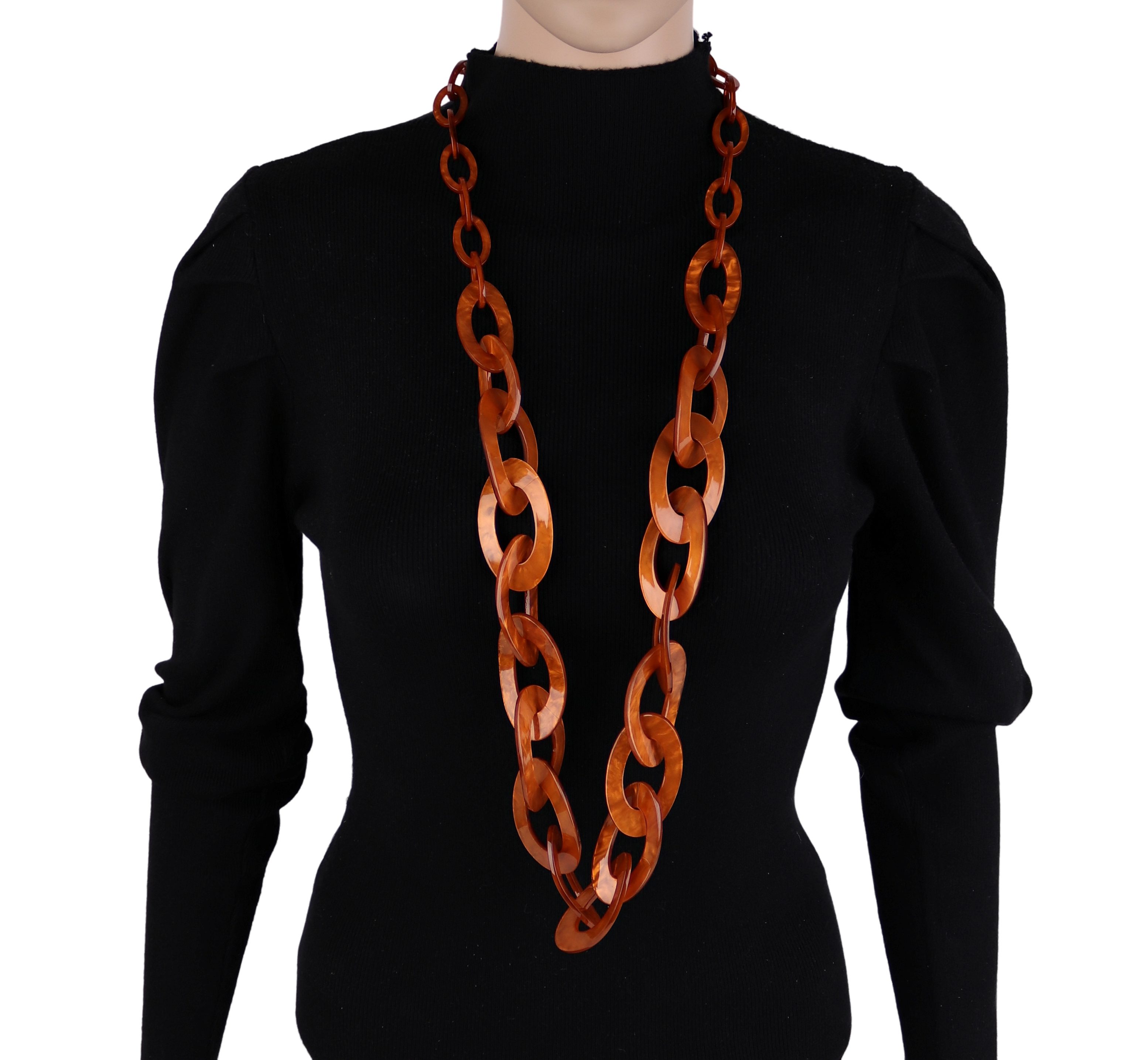 MIRROSI Lange Kette Damen Statement Halskette HARZ ca.95cm lang (perfekt für Pullover, Bluse, Shirt), Bunte Halskette