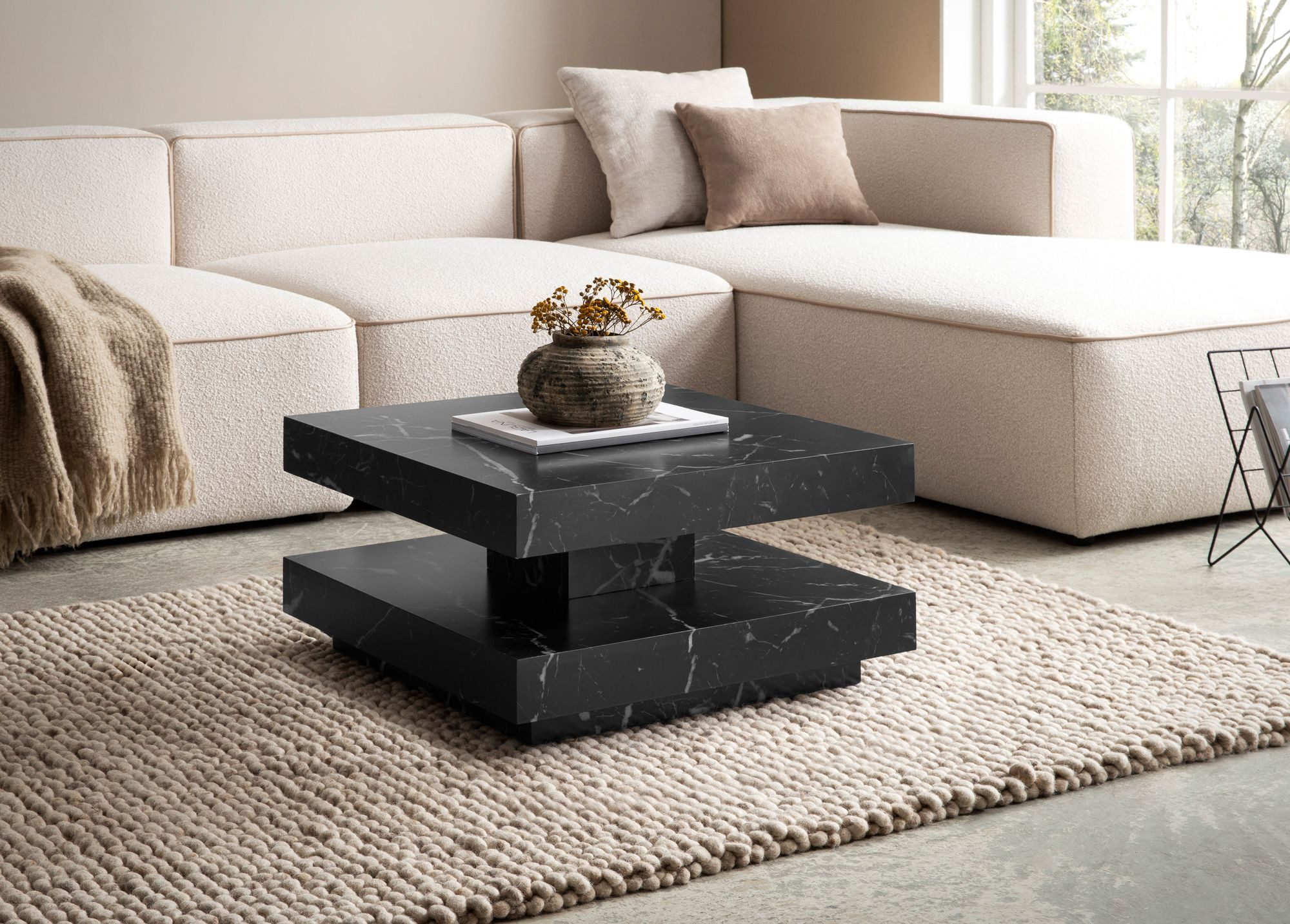 FINEBUY Couchtisch FB59753 60 cm Wohnzimmertisch Sofatisch Quadratisch Klei günstig online kaufen