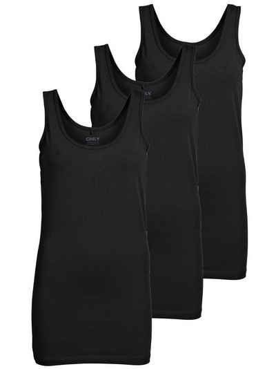 ONLY Tanktop Live Love (3-tlg) Lange Tops, elastische Baumwollqualität