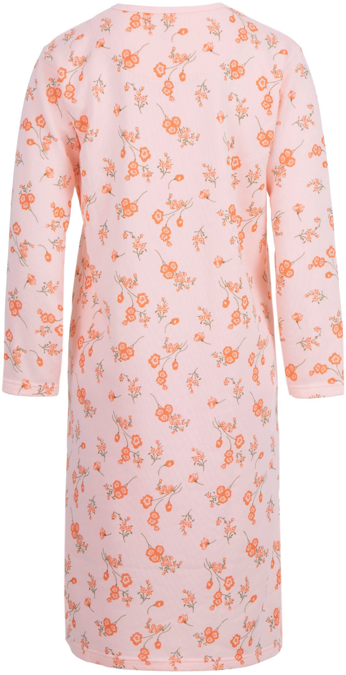 Nachthemd zeitlos Blumen Thermo - apricot Stickerei mit Nachthemd
