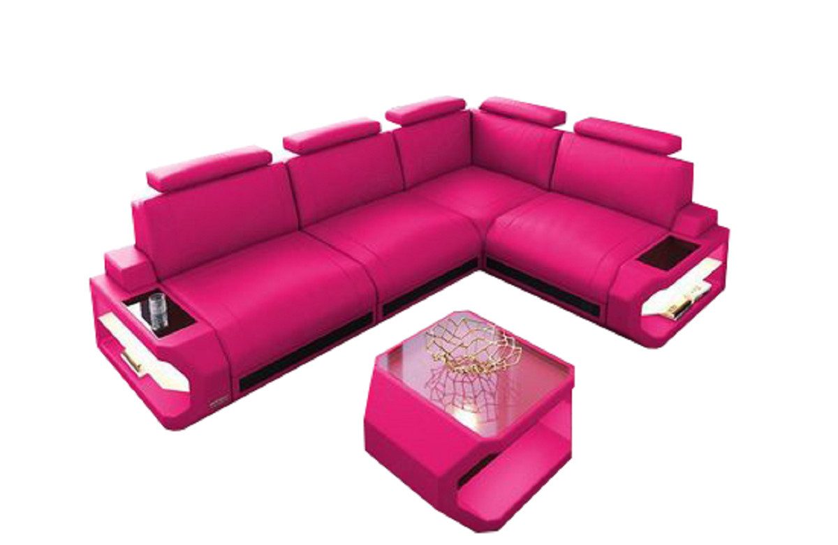 Sofa Dreams Ecksofa Leder Couch Siena L Form Ledersofa, L-Form Ledersofa mit LED-Beleuchtung