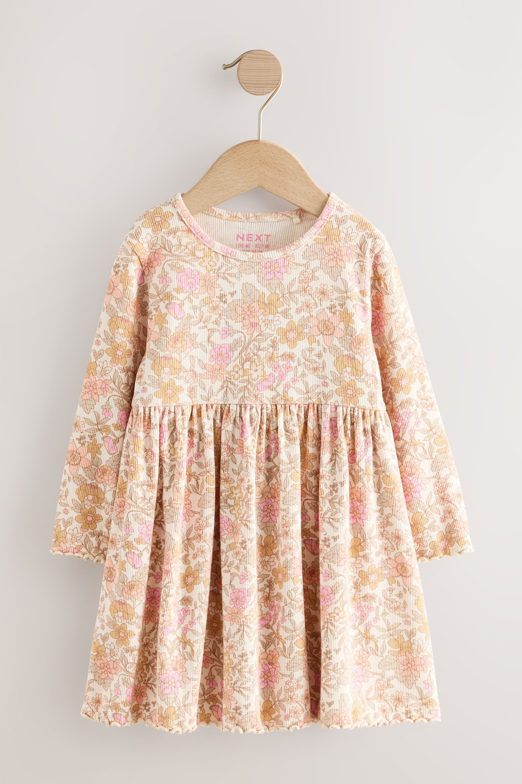 Blusenkleid Geripptes Langarmkleid