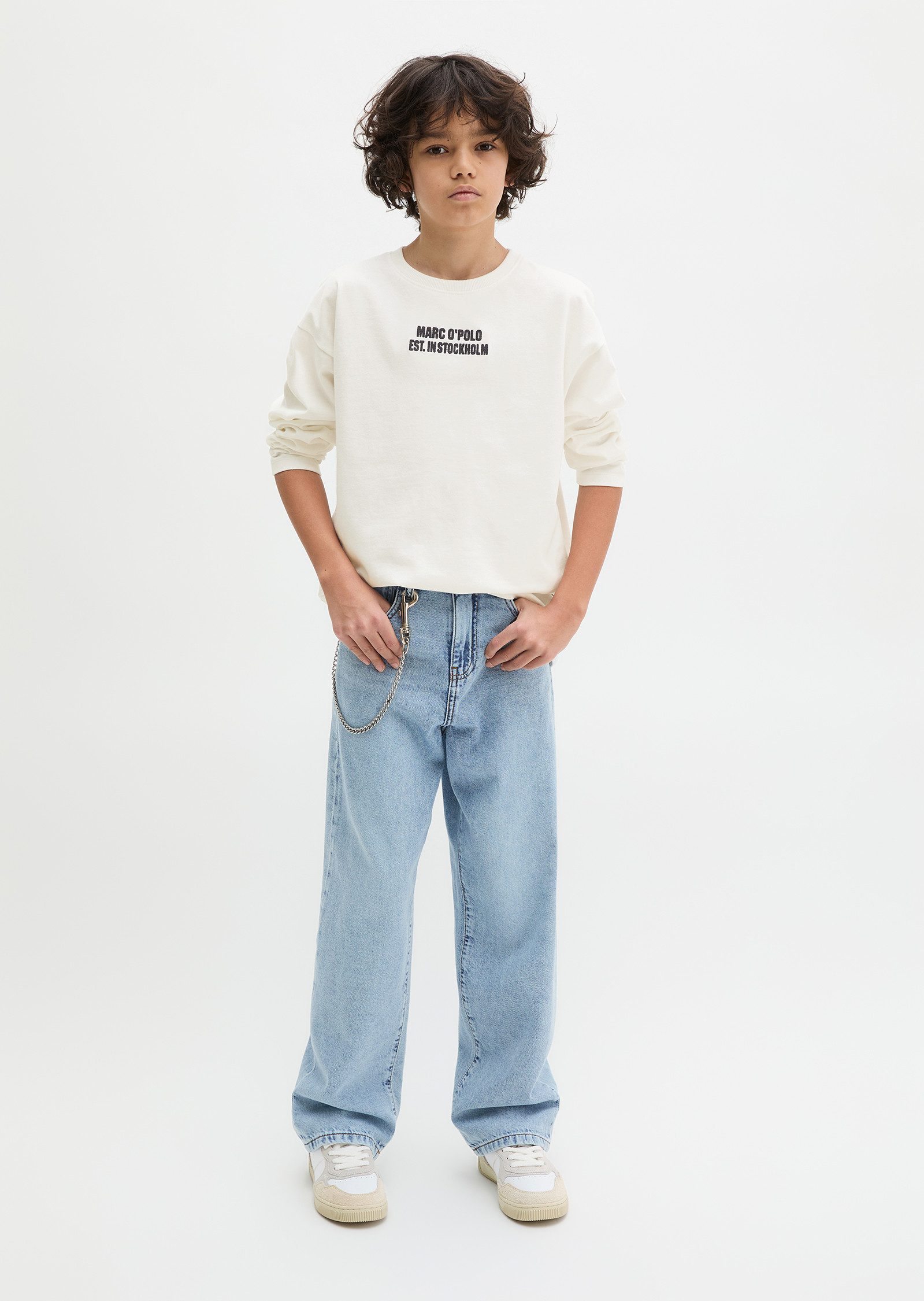 Marc O'Polo Langarmshirt für Jungs, kontrastfarbene Logo-Stickerei auf der Brust – Bild 4 von 5