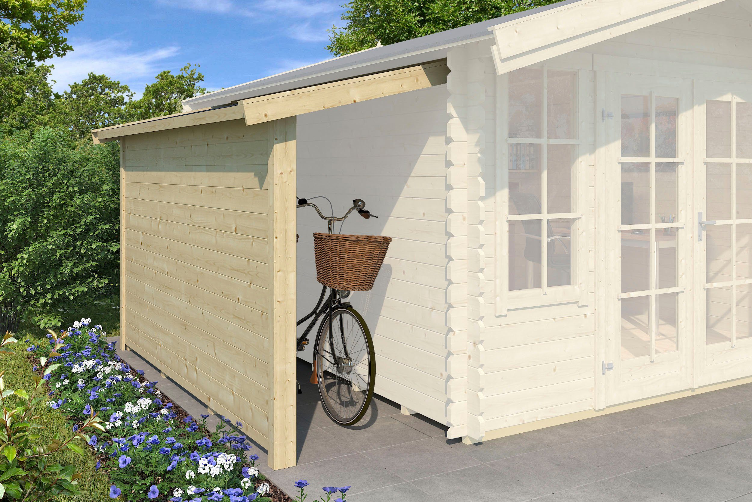 LASITA MAJA Gartenhaus-Anbaudach Schleppdach, BxT: 303,6x109,4 cm, für Gartenhaus Luna 1, Garage Nevis, Gartenhaus Wels 4 DT, Gartenhaus Wels 5, Garage Yarik, Garage Falkland, Gartenhaus Sri Lanka, Gartenhaus Caroline, Gartenhaus Riverside, Gartenhaus Murano, BxT: 90x300 cm