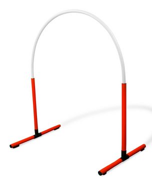 Superhund Agility-Slalom Hoop aus Kunststoff, Rote Basis mit farbigem Bogen Farbe Rot/Weiß, Kunststoff