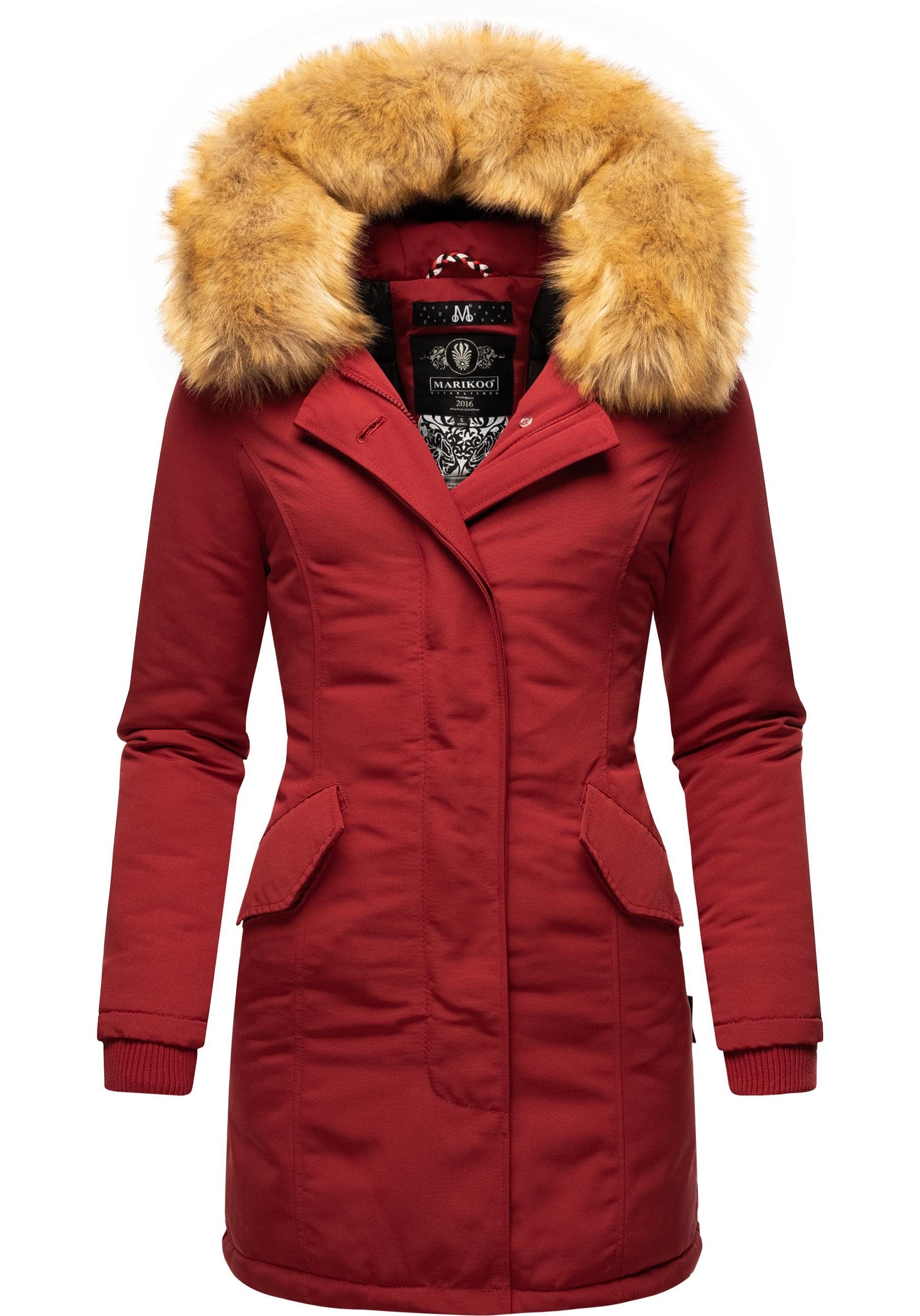 Marikoo Wintermantel Karmaa edler Parka mit Kunstfellkapuze