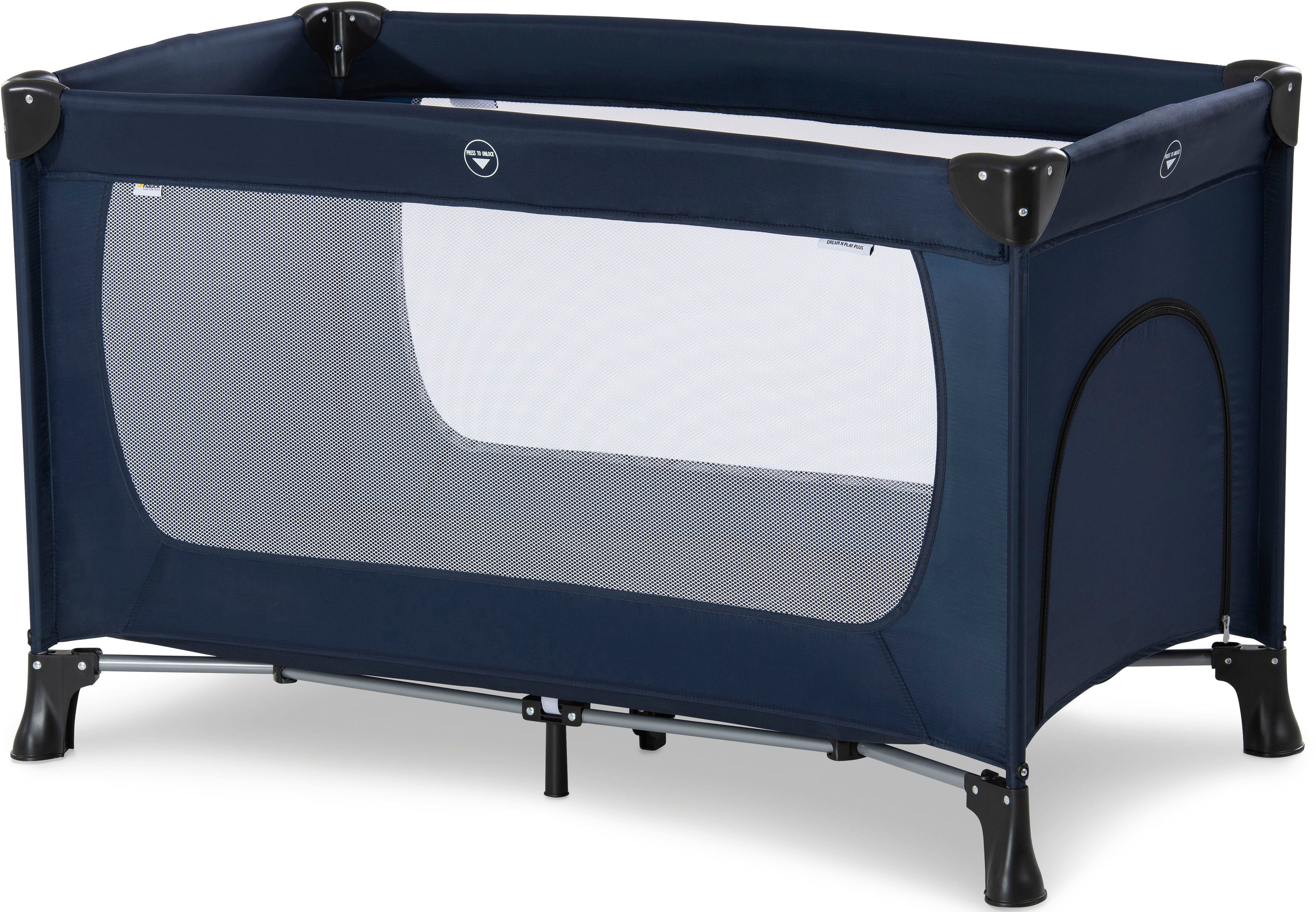 Hauck Baby-Reisebett Dream N Play Plus, Navy, inkl. Transporttasche