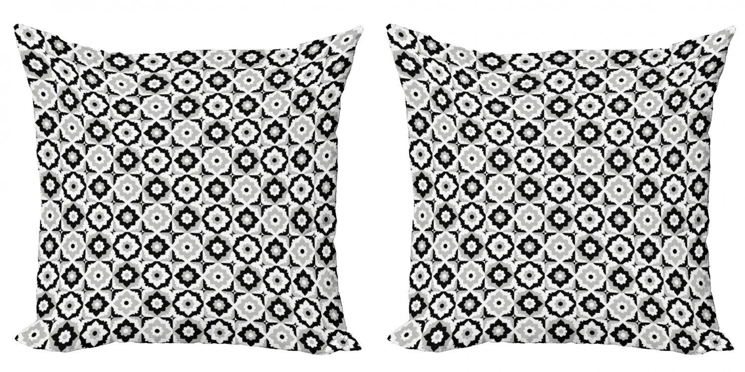 Kissenbezüge Modern Accent Doppelseitiger Digitaldruck, Abakuhaus (2 Stück), Quatrefoil monochrome Gänseblümchen