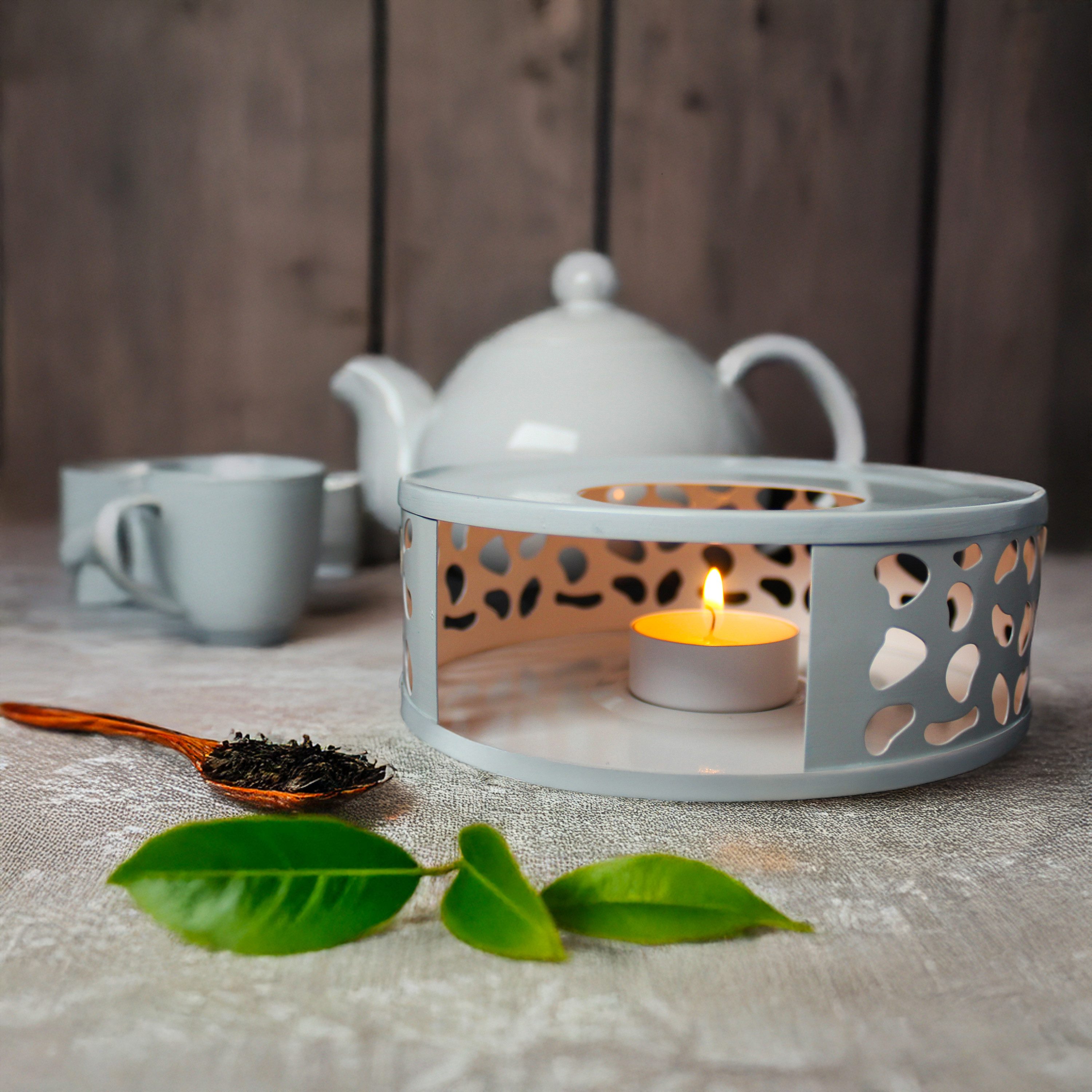 heimzeit Stövchen heimzeit Stövchen mit Teelichthalter Edelstahl, (Set), Teewärmer für Teekannen und Kaffeekannen