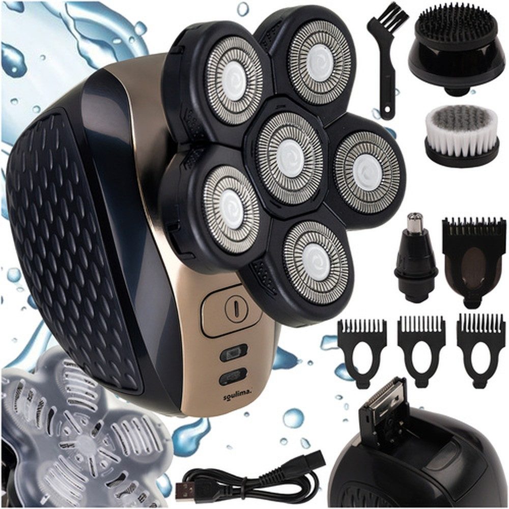 soulima Haar- und Bartschneider Herrenrasierer 6-in-1 Bartschneider, wasserfest, IPX6, leicht zu reinigen und perfekt für die Nutzung im Bad