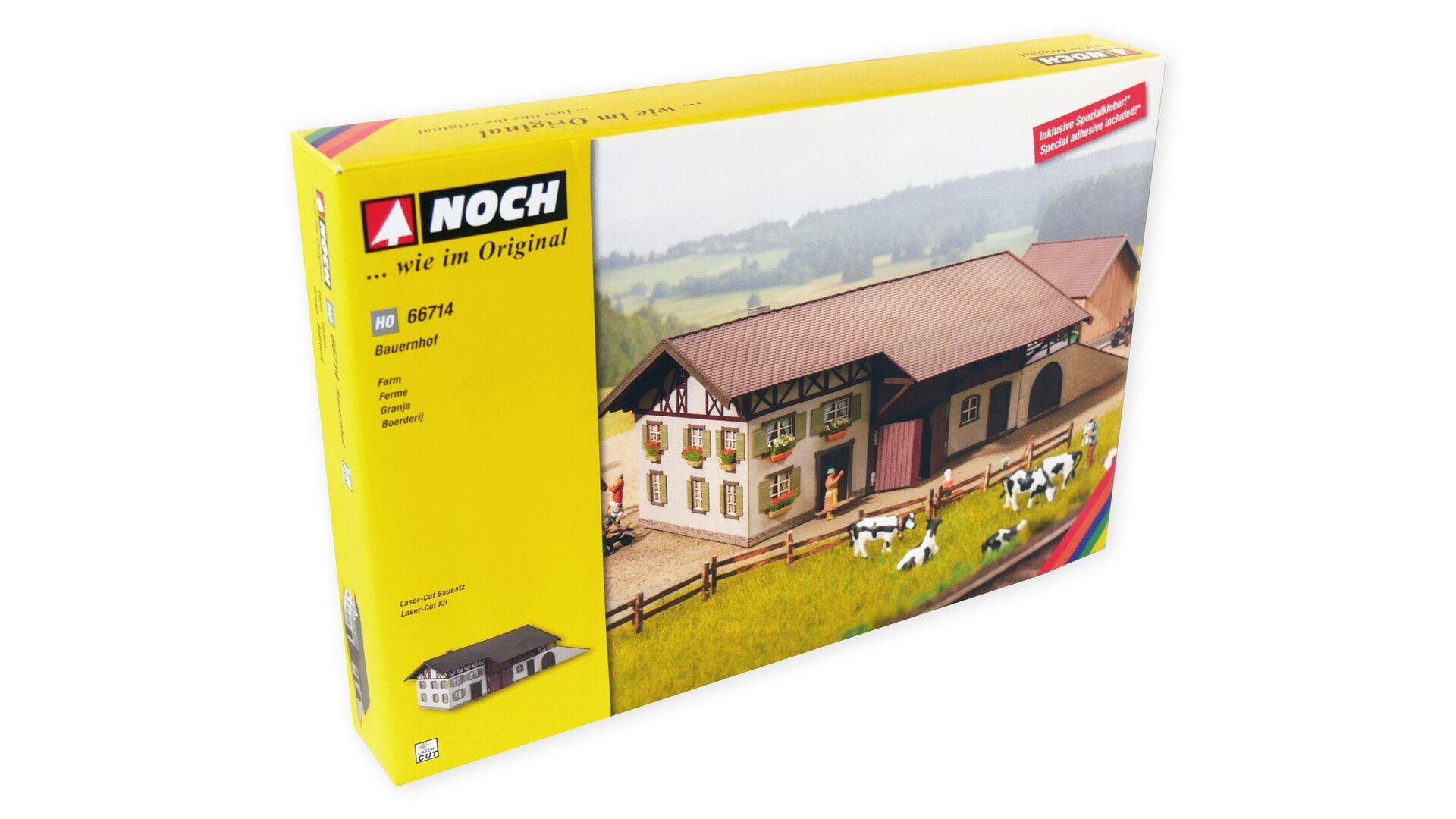 NOCH Modelleisenbahn-Gebäude Bauernhof, detaillierter Modellbau Bausatz, H0 1:8