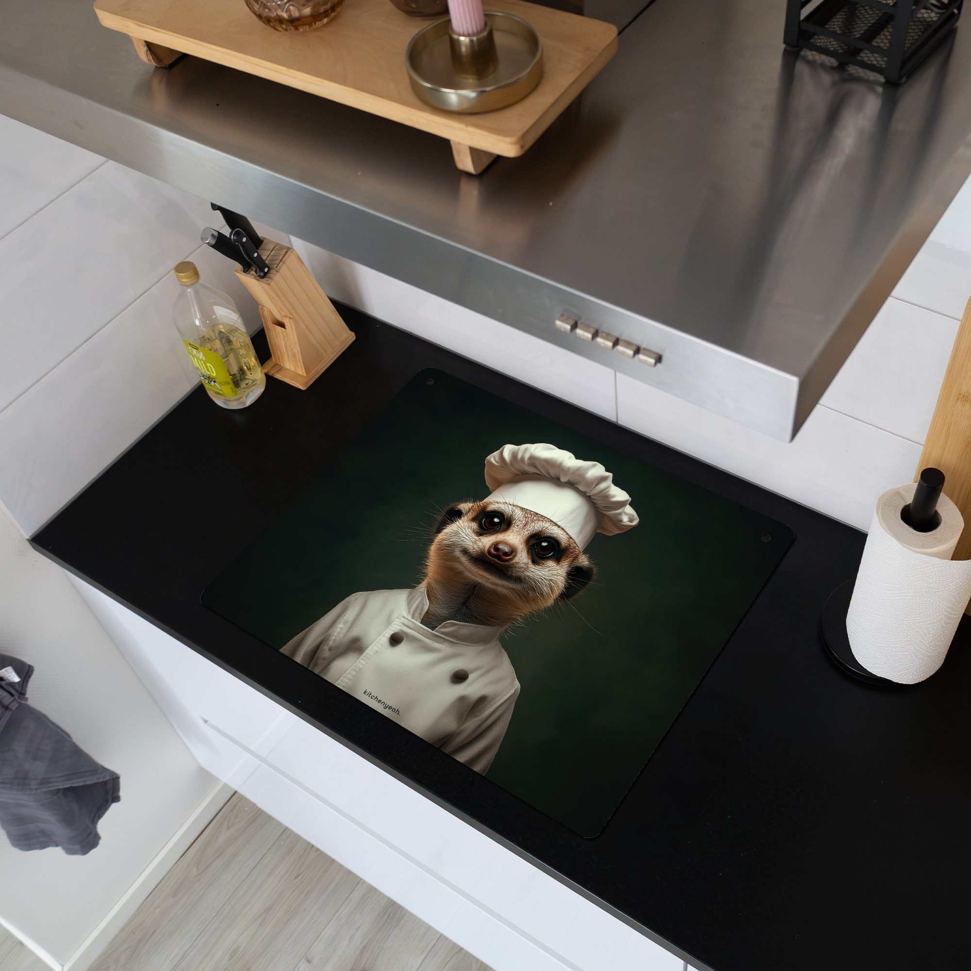 KitchenYeah Küchenrückwand Tier - Koch - Erdmännchen, (1-tlg), Abdeckung In günstig online kaufen