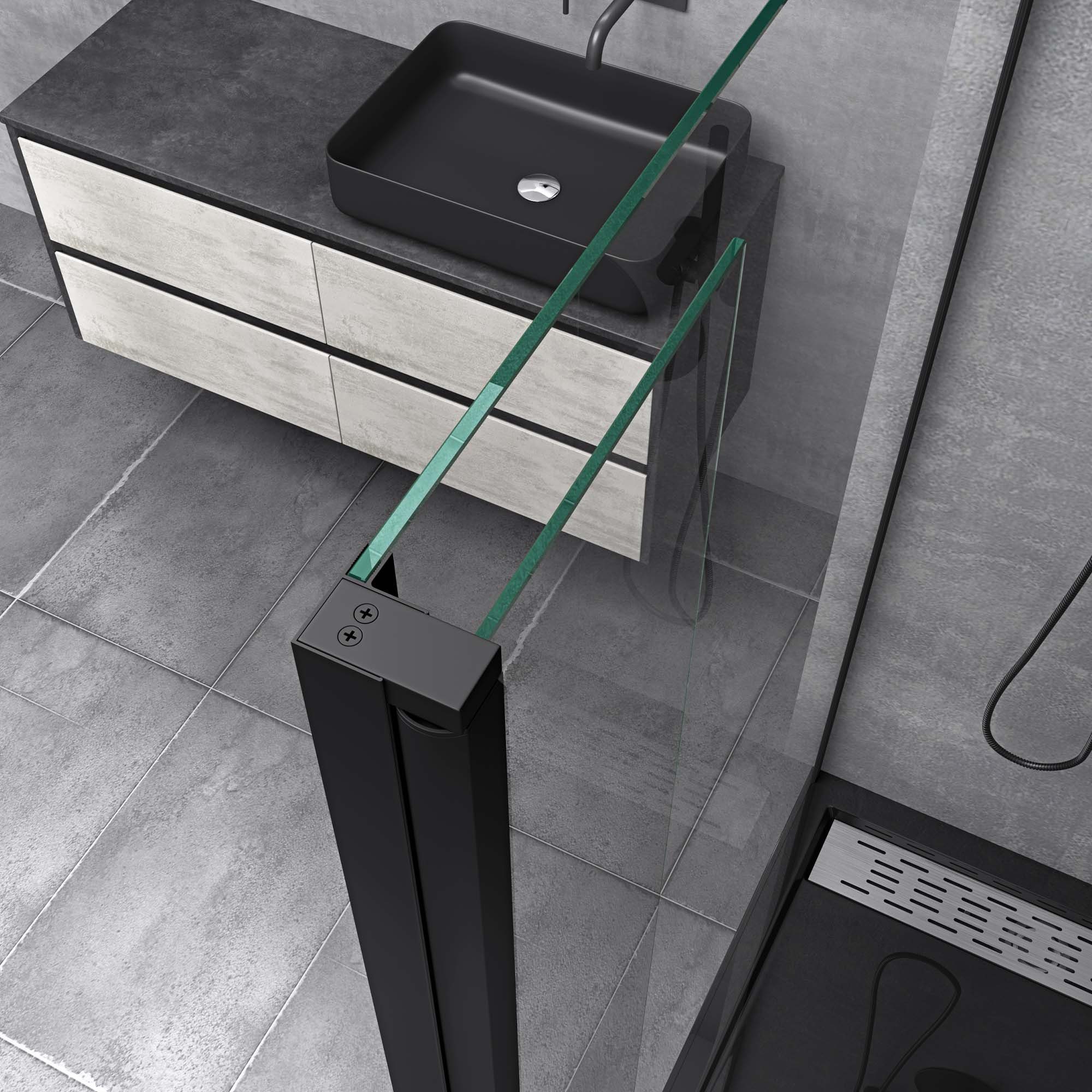 doporro Walk-in-Dusche Duschwand für Dusche Duschabtrennung Nano Glas Duschwand mit Nebenteil