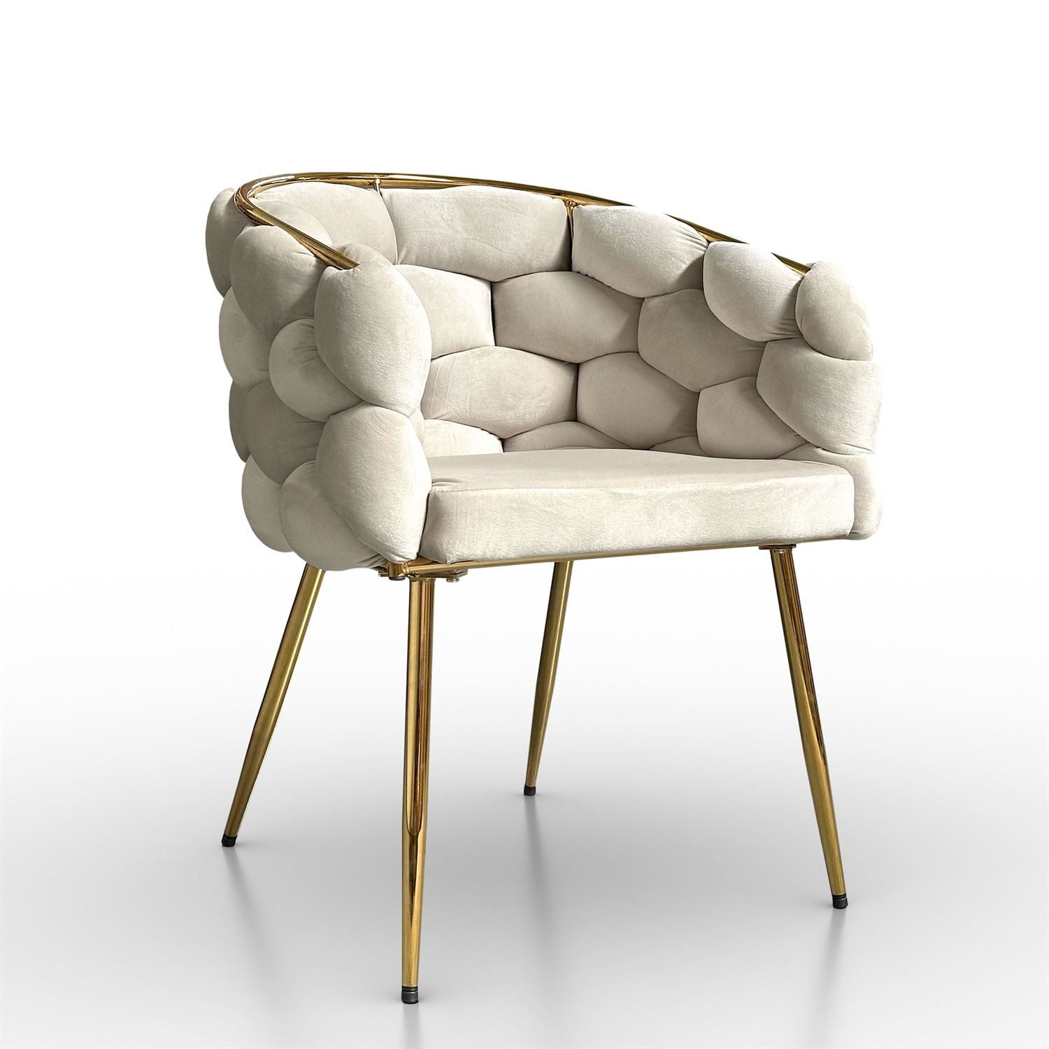 Lookway Stuhl Gepolsterter BLOSSOM Samt Polsterstuhl mit Metallbeine