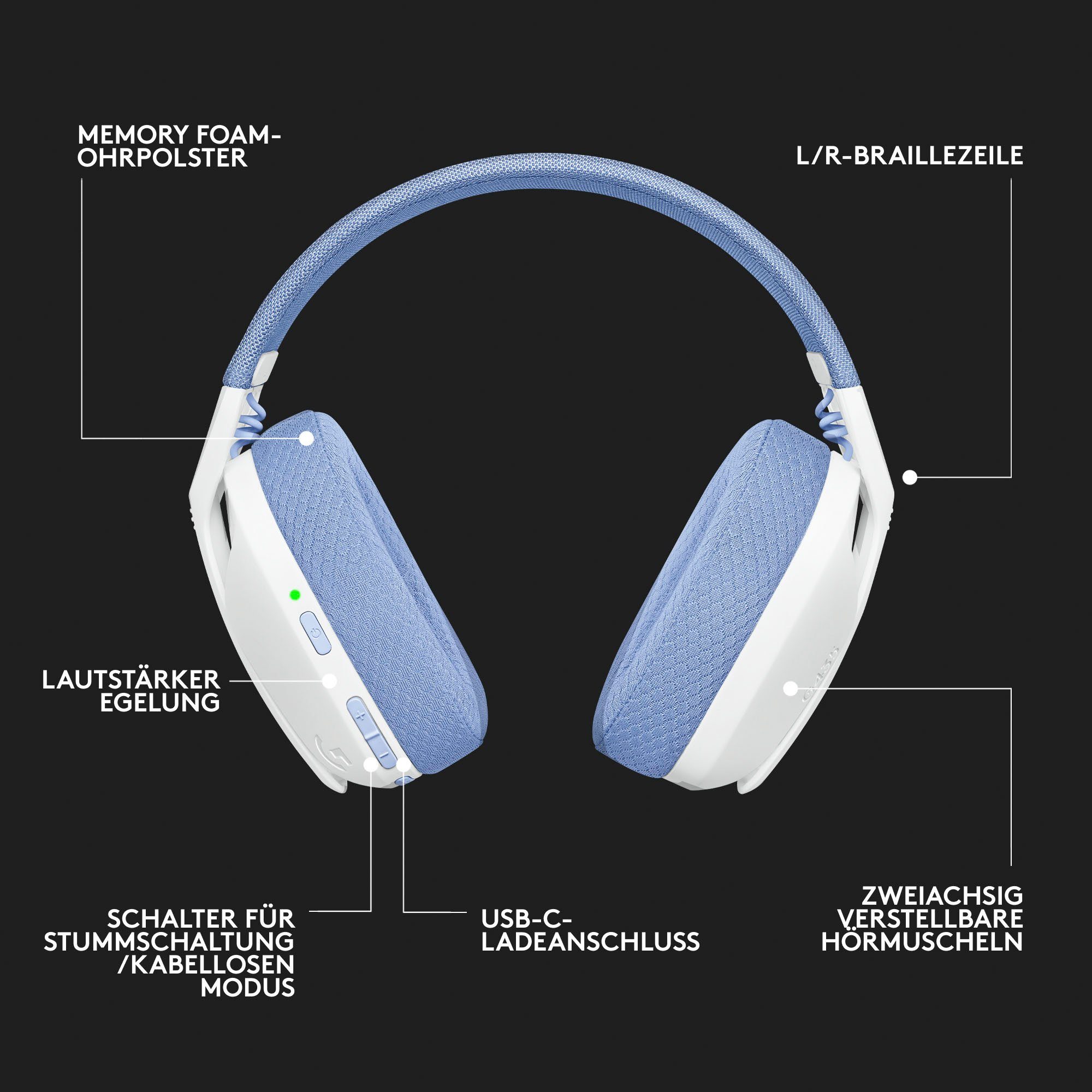Logitech Wireless-Headset PC, weiß G435 Dolby PS4, G (Bluetooth,18h PS5) Akku, Atmos, LIGHTSPEED
