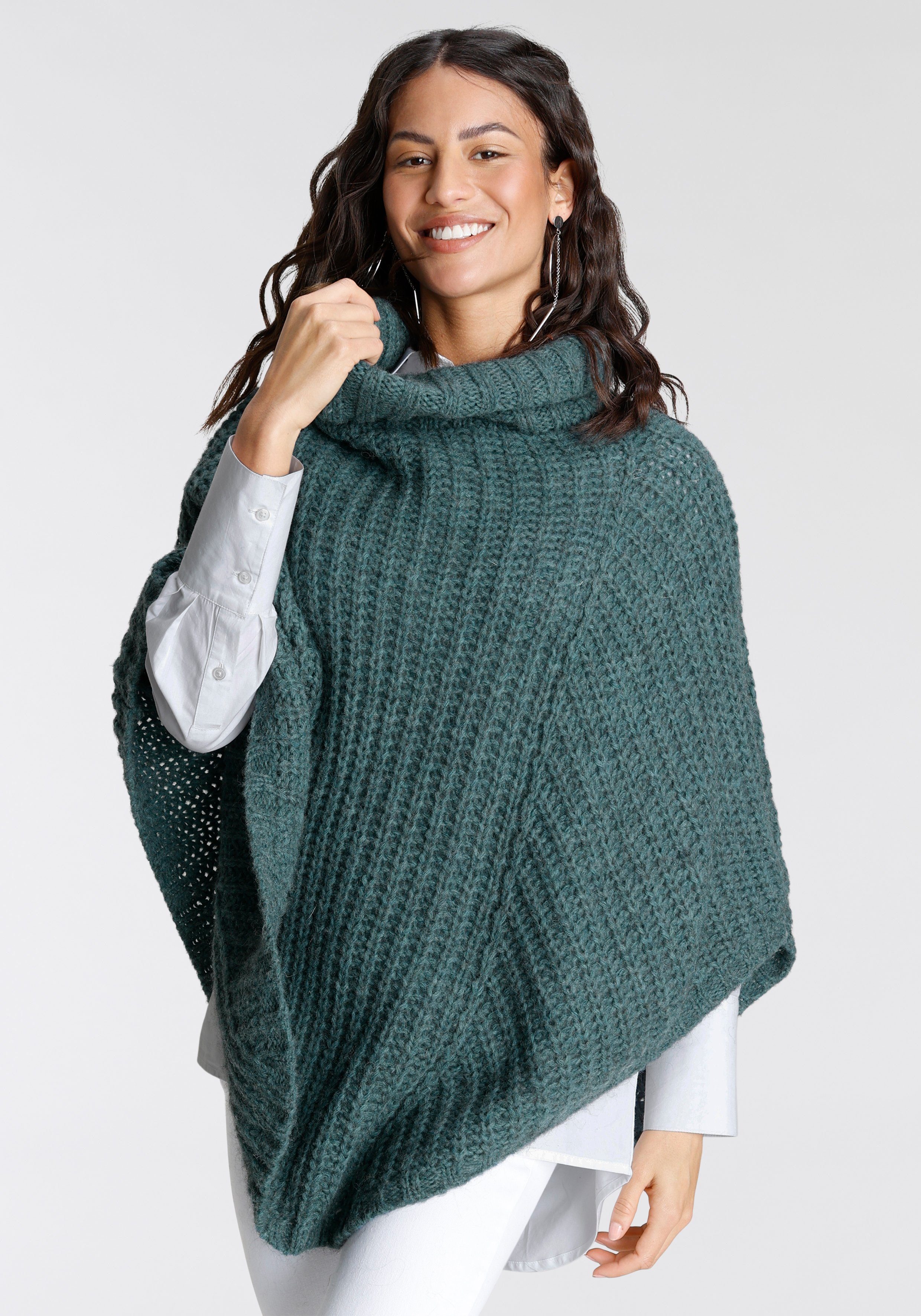 Laura Scott XXL-Schal, Strickponcho petrol