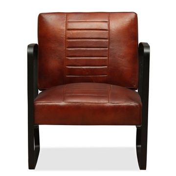 DOTMALL Loungesessel PolstersesselArmlehnensessel Sessel mit Eisengestell (Echtleder)