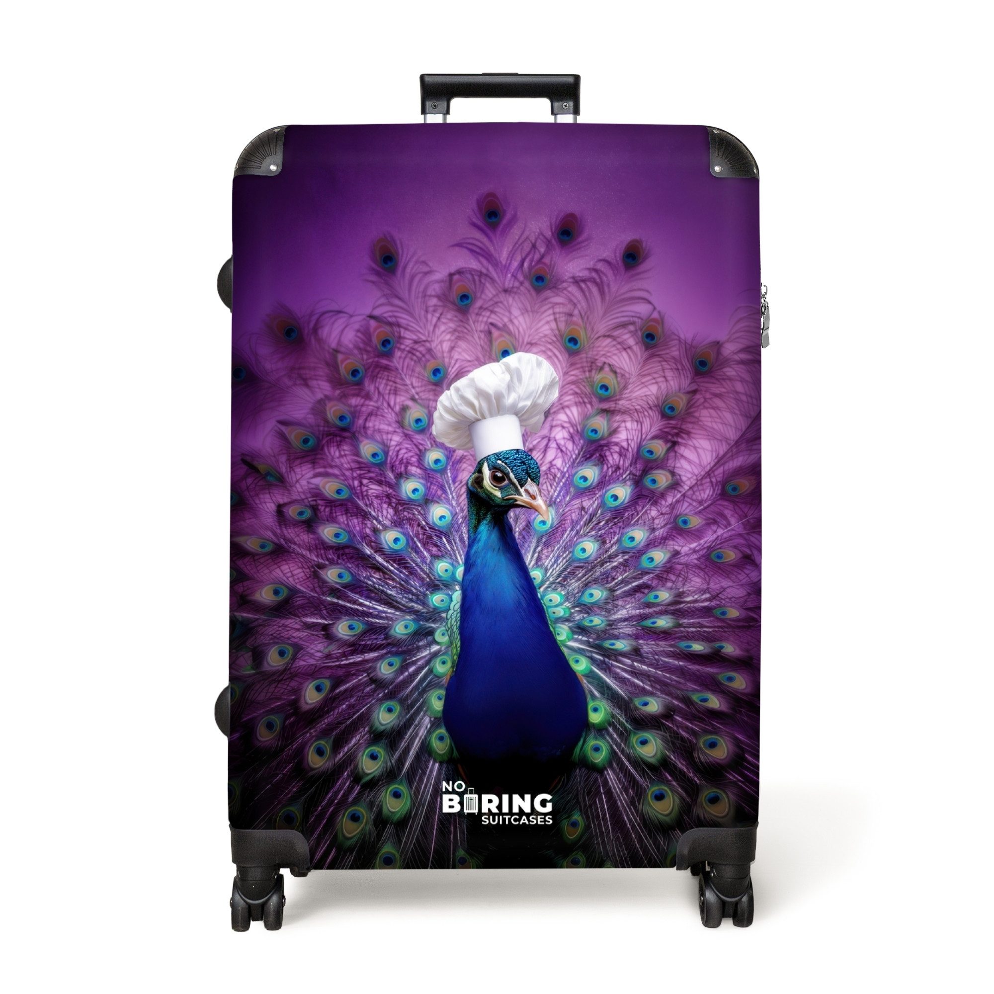 NoBoringSuitcases.com© Hartschalen-Trolley Pfau mit Kochmütze auf günstig online kaufen