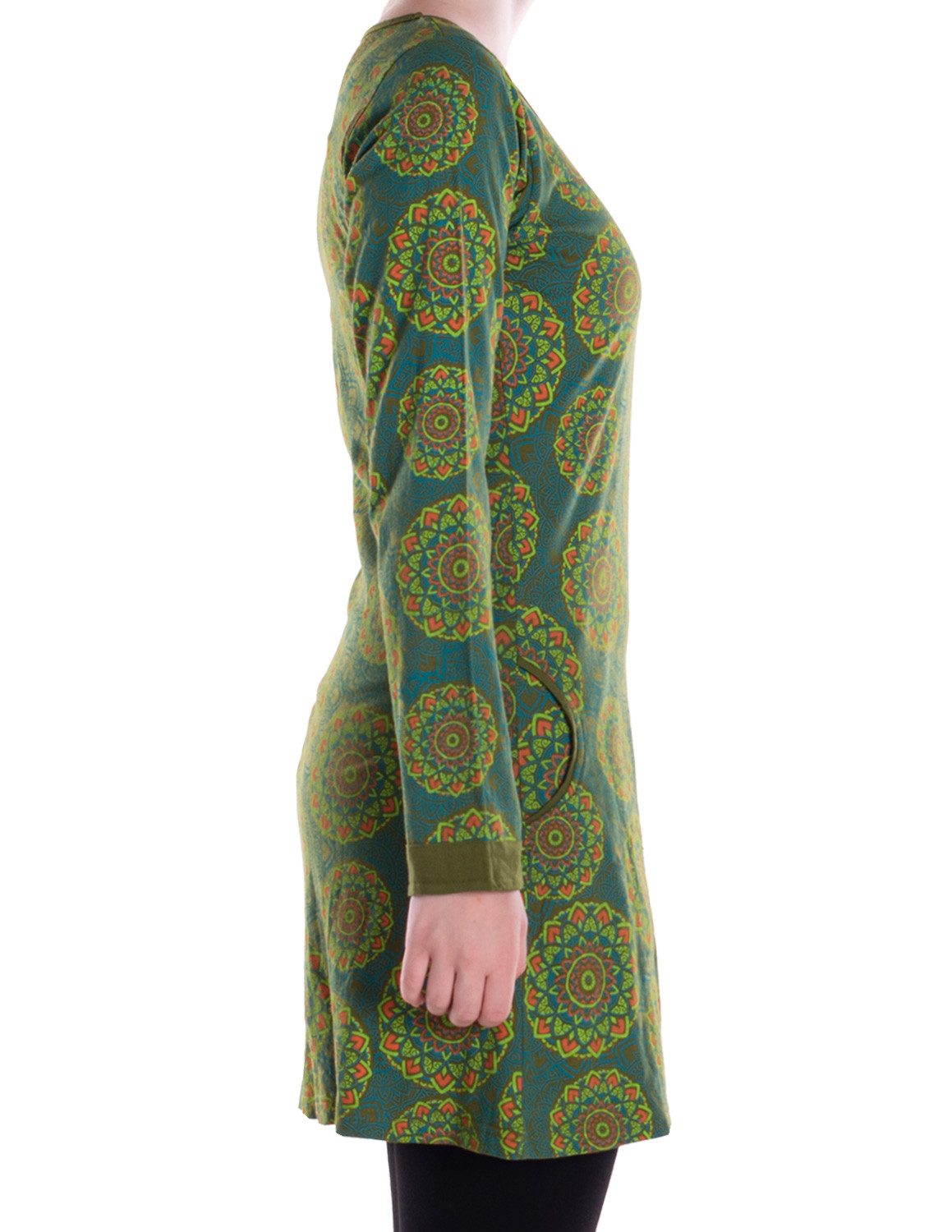 Vishes Tunikakleid Leichtes Langarmshirt-Kleid Damen Kleider Langarm Tunika retro Elfen, Hippie, Alternative Bekleidung
