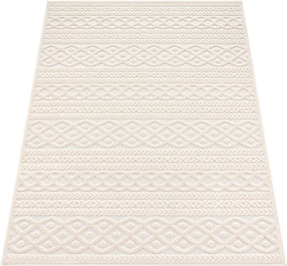 Teppich Cotton 231, Paco Home, rechteckig, Höhe: 10 mm, Uni-Farben, Hoch-Tief  Effekt, boho, In- und Outdoor geeignet, Perfekt für den Balkon oder die  Terrasse geeignet