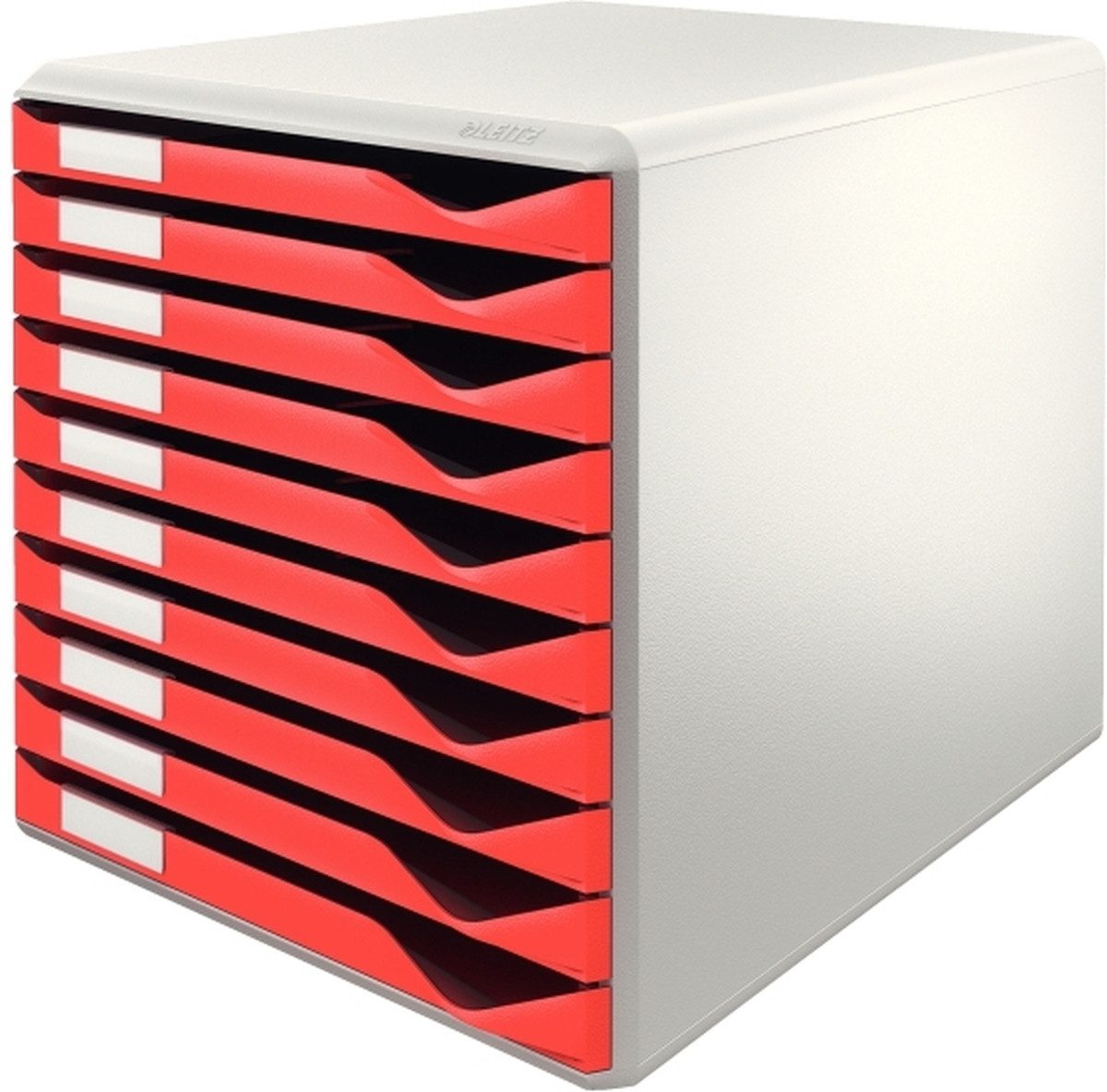 LEITZ Briefablage Bürobox BxHxT 291x292x352mm 10 Schubladen lichtgrau/rot