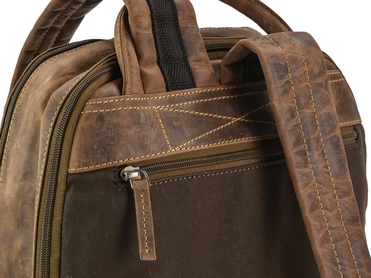 Greenburry Notebookrucksack "Vintage" Leder Rucksack 33x43cm antikbraun, Rucksack, Freizeitrucksack, Business mit Notebookfach