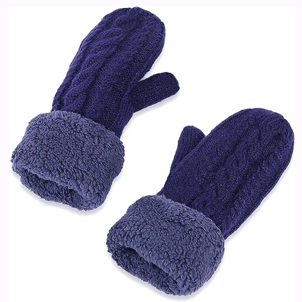 Sporthandschuhe Haiaveng Damen Super Fausthandschuhe Handschuhe Strickhandschuhe Dicke Fäustlinge blue Winterhandschuhe gestrickt