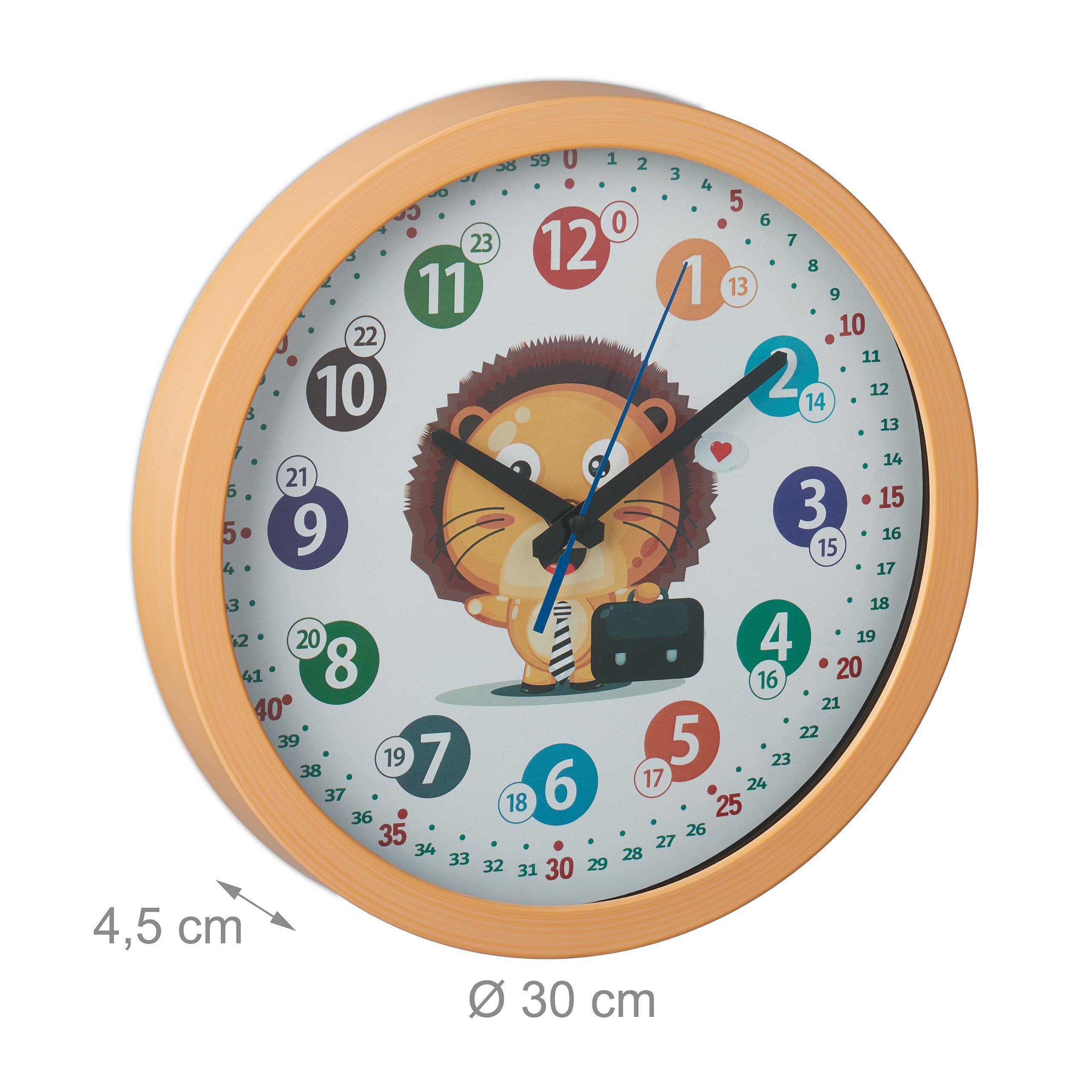 Relaxdays Wanduhr Holzoptik - 29,5 Cm Durchmesser, Batteriebetrieben, Analog, Für Küche & Wohnzimmer