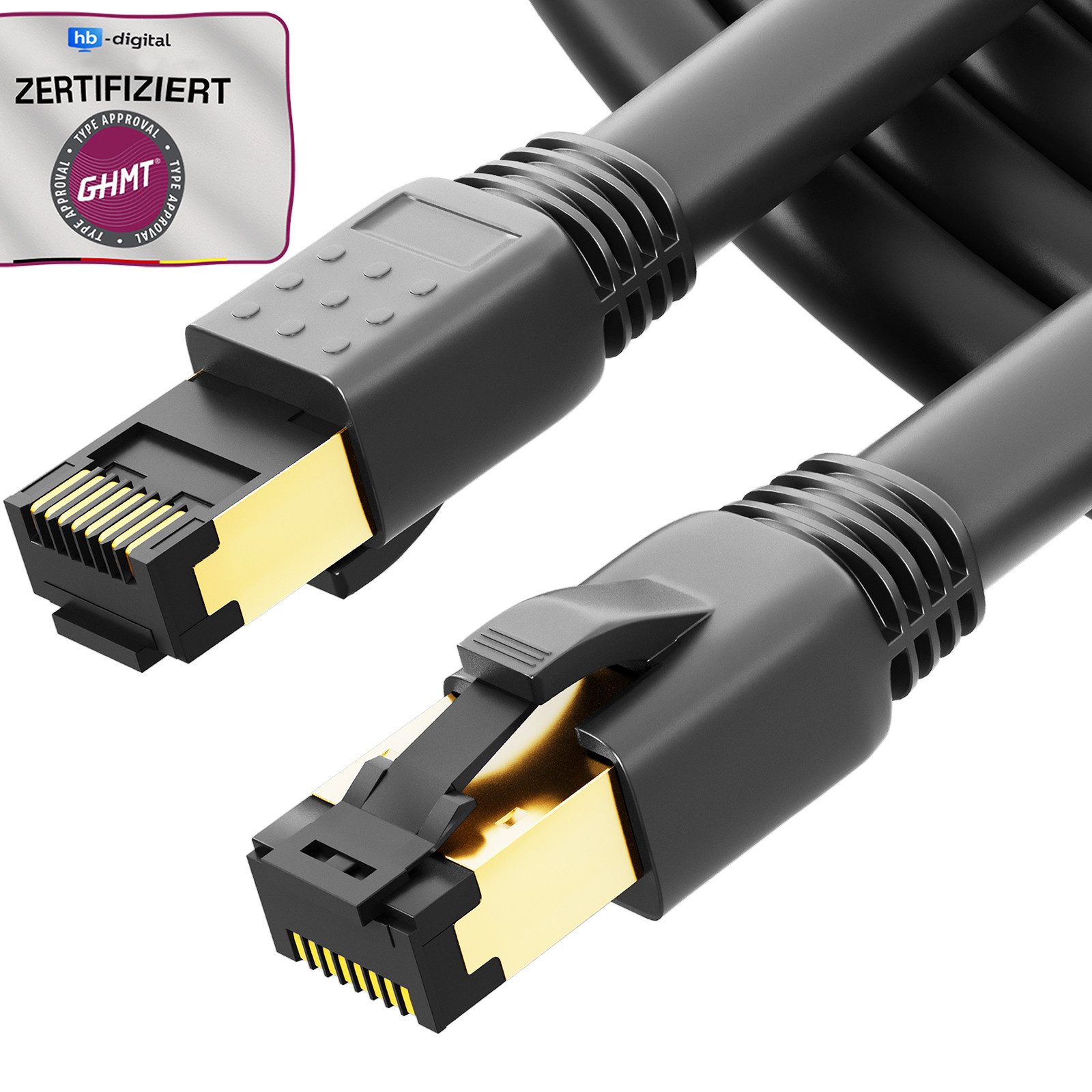 HB-DIGITAL Patchkabel CAT 8 LAN Kabel Netzwerkkabel CAT 8.1 RJ45 S/FTP LSZH Netzwerkkabel, (300 cm), Doppelte Abschirmung
