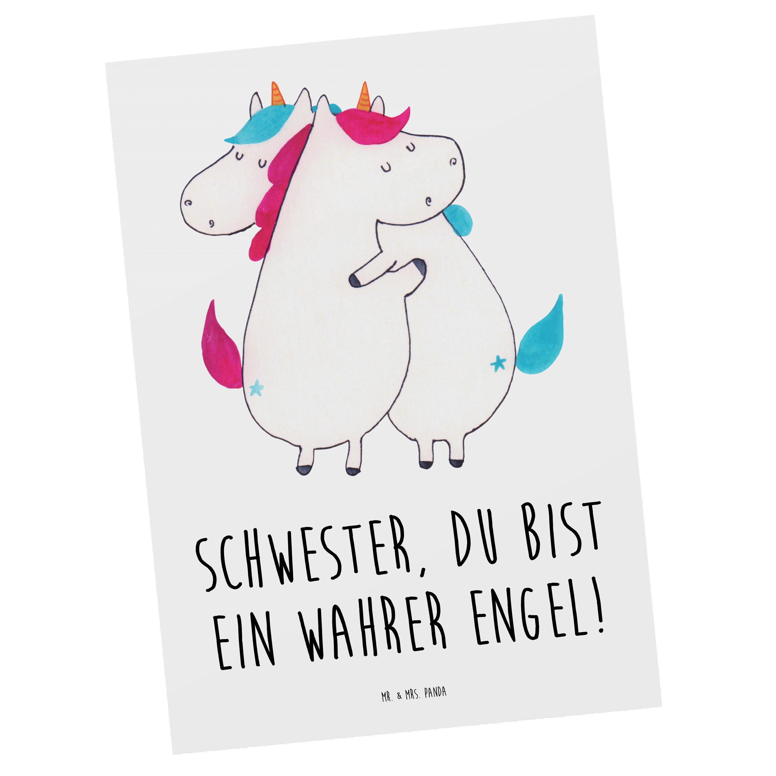 Mr. & Mrs. Panda Postkarte Schwester Engel, Postkarte, Weiß, Danke sagen, Einzigartig, Familie, Wertschätzung Ansichtskarte Liebe