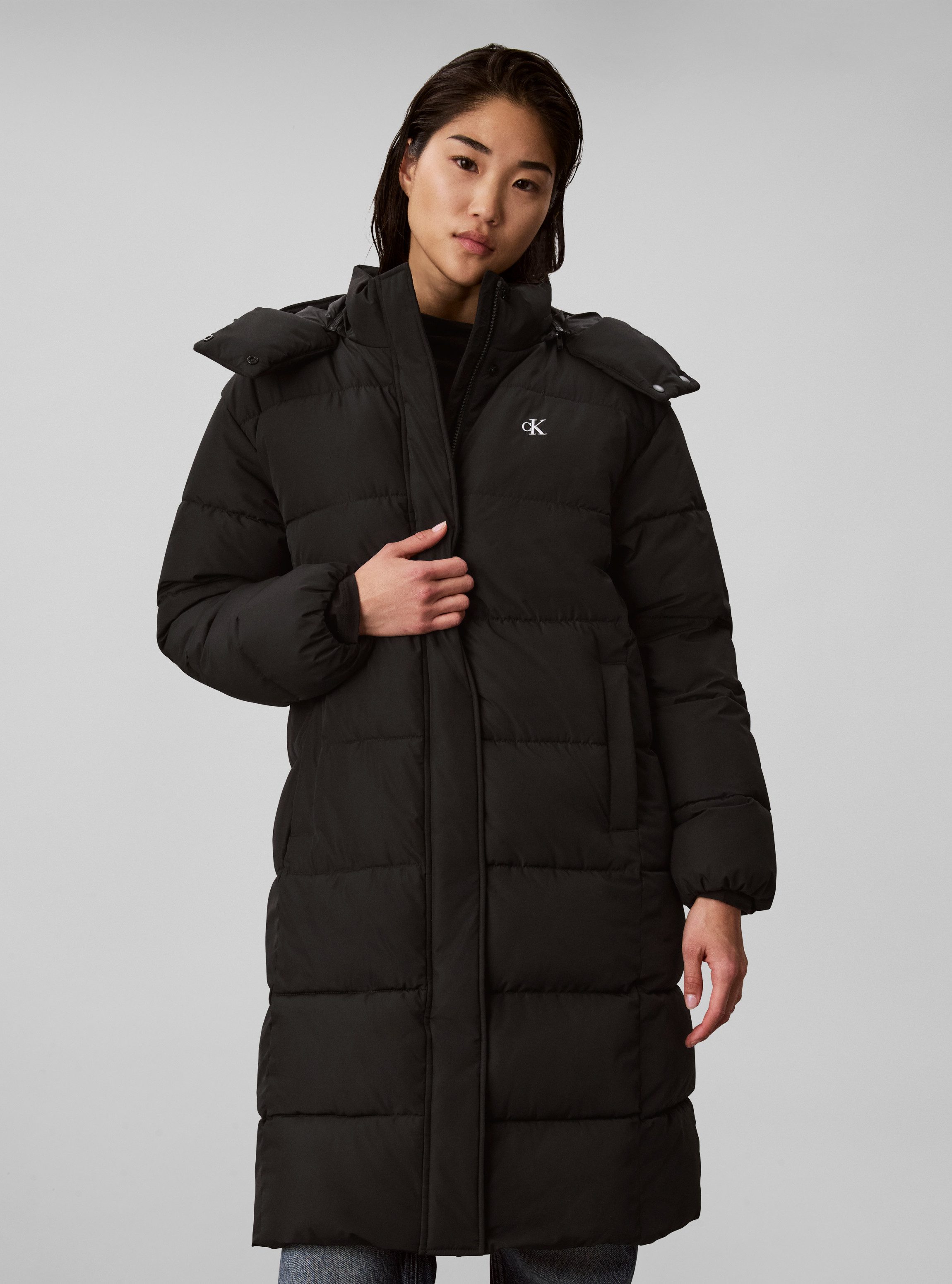 Calvin Klein Jeans Steppmantel MATTE LONG PUFFER Regular fit mit Kapuze