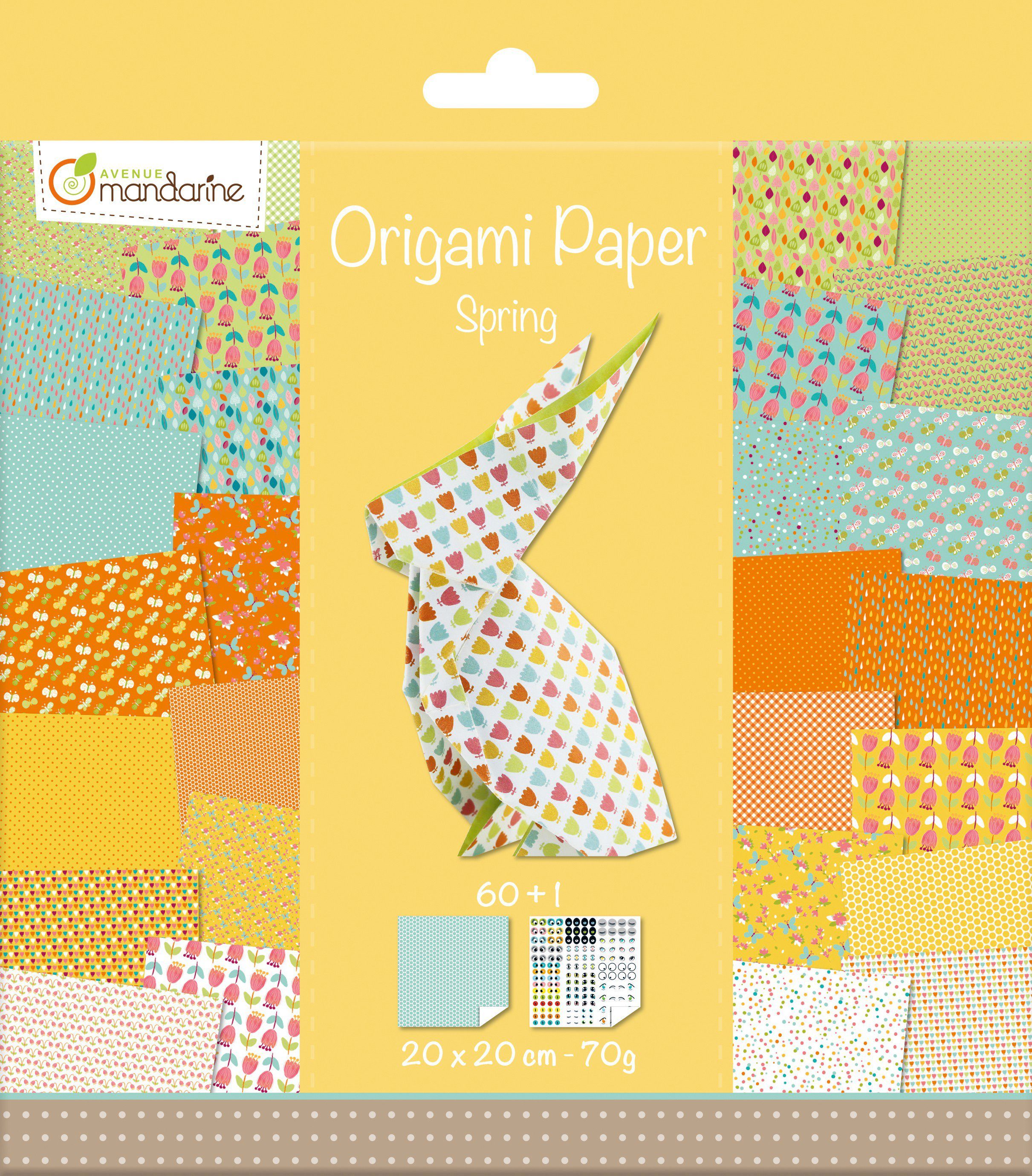 Avenue Mandarine Kraftpapier Faltpapier-Sortiment Spring, 20 cm x 20 cm 60 Blatt