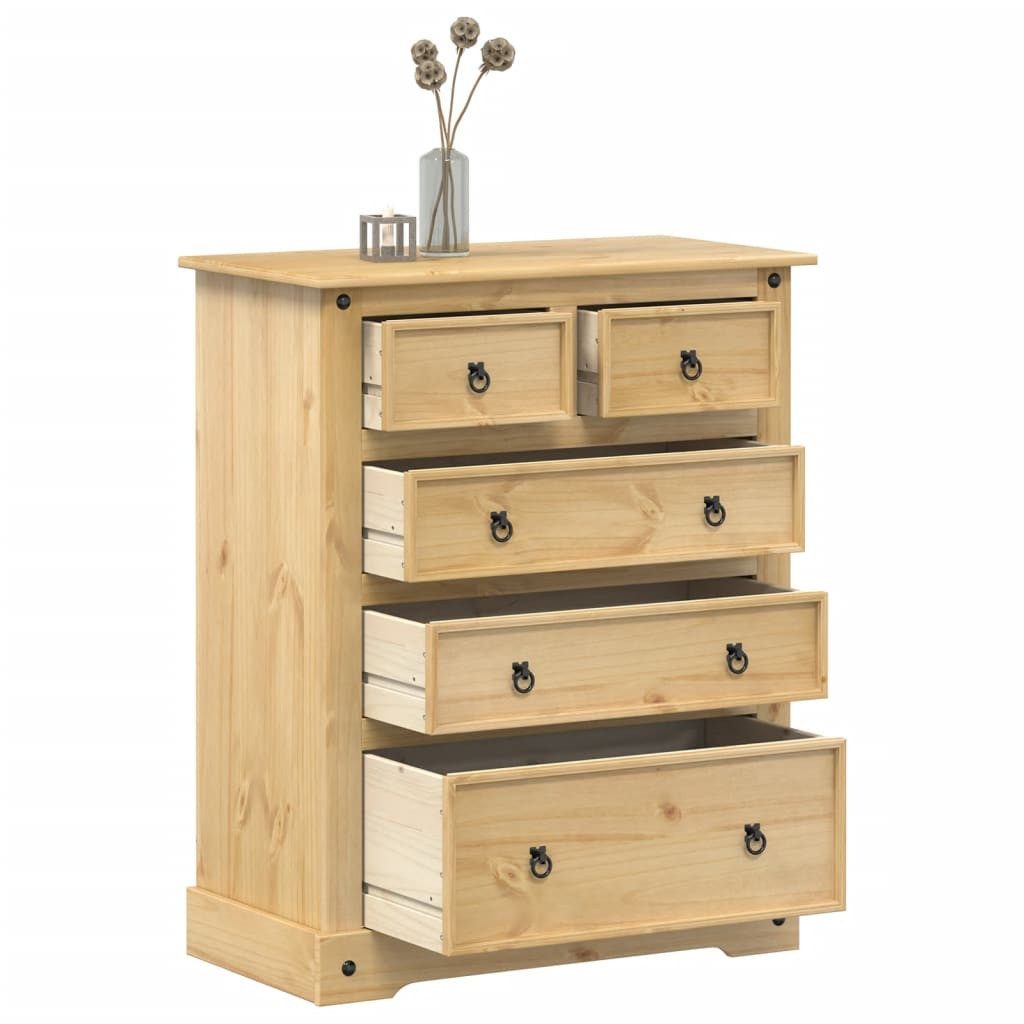 vidaXL Kommode Kommode Schrank Sideboard Schubladen Corona 92x48x114 cm Massivholz Ki