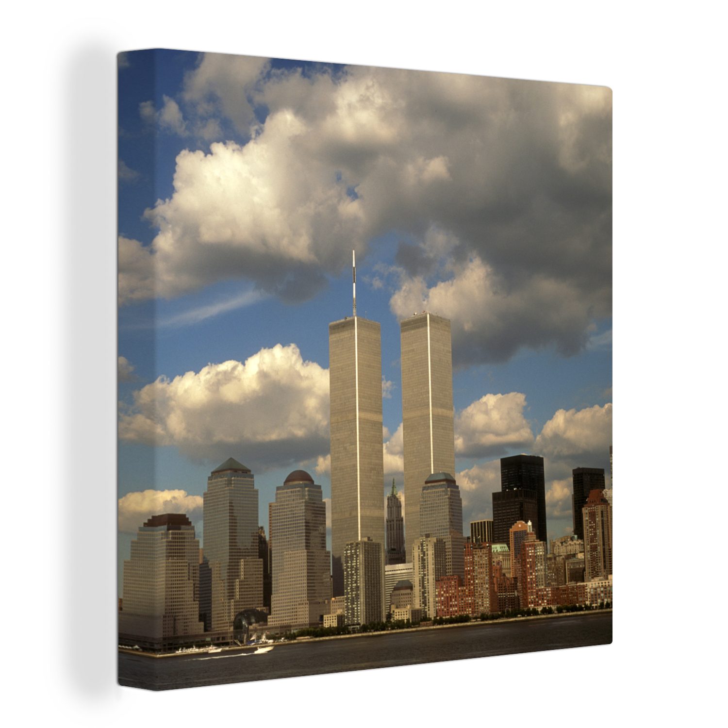 OneMillionCanvasses® Leinwandbild World Trade Center - Wasser - Wolken, (1 St), Leinwand Bilder für Wohnzimmer Schlafzimmer