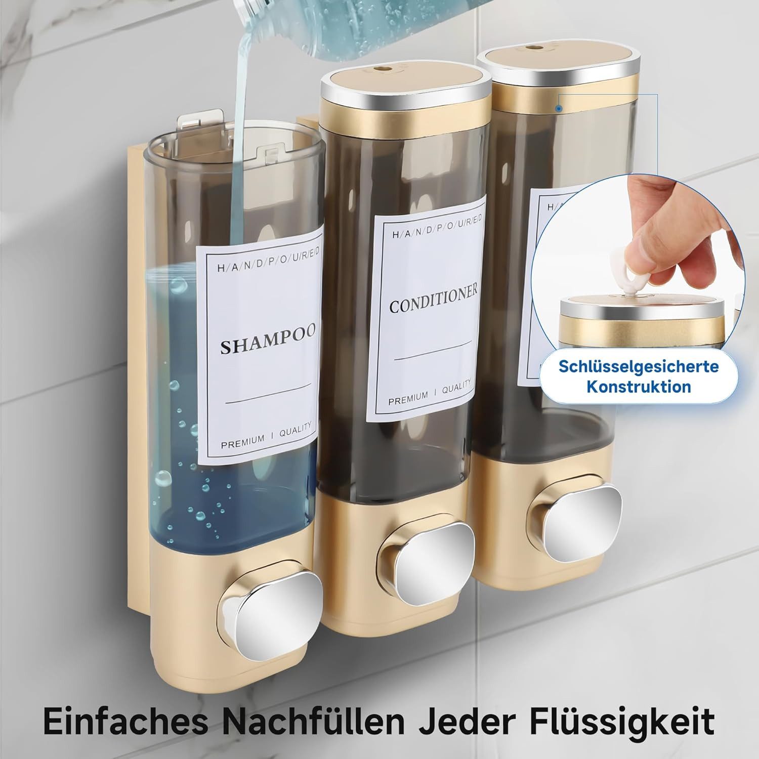 Coonoor Seifenspender 3 Kammern Seifenspender Wandbefestigung für Hotel Zuh günstig online kaufen