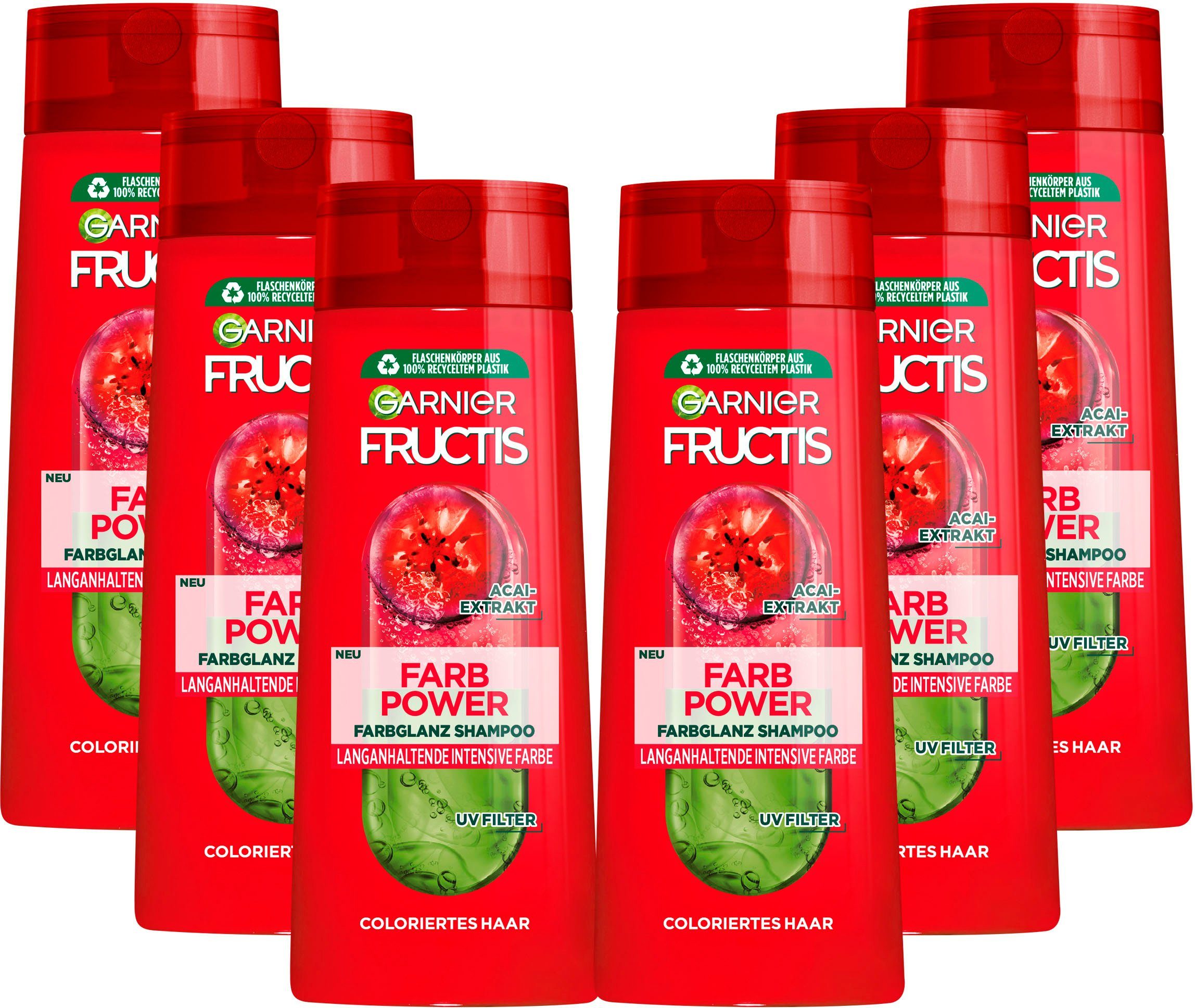 GARNIER Haarshampoo Garnier Fructis Farb Power Shampoo, Set, 6-tlg., Für Glanz und Geschmeidigkeit