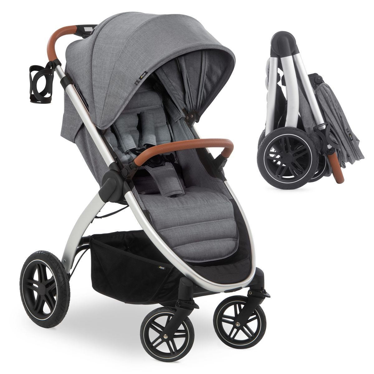 Hauck Kinder-Buggy UpTown - Melange Grey, Sportwagen - Liegefunktion, höhenverstellbar, klein faltbar bis 25 kg