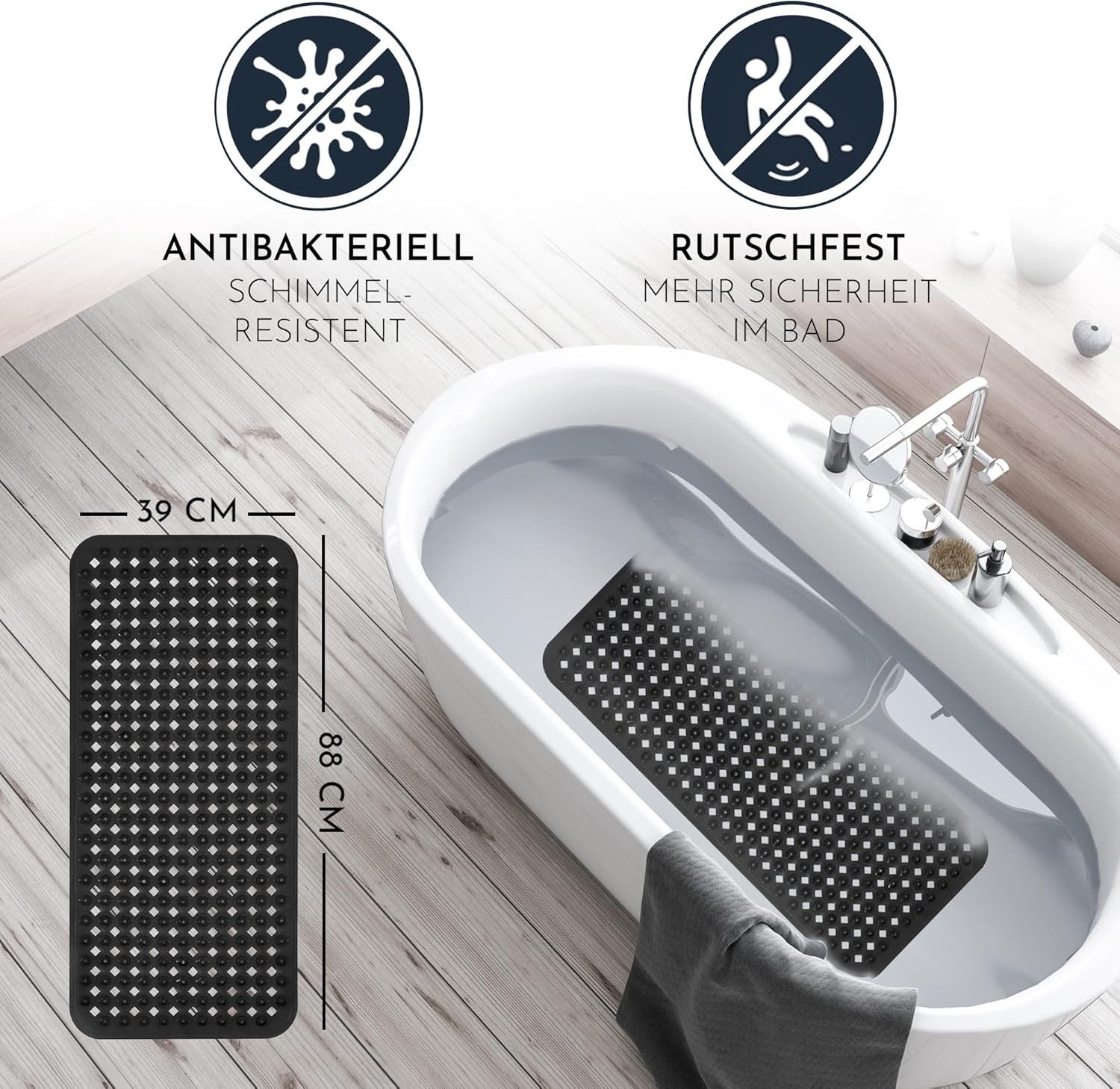 Homerella Badematte rutschfest Hautsensitiv 88x39cm, INKL. günstig online kaufen