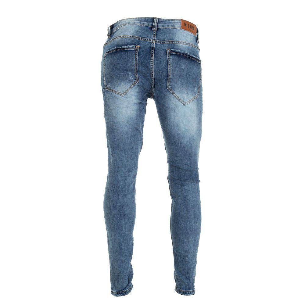 Herren in Stretch-Jeans Blau Jeans Used-Look Ital-Design
