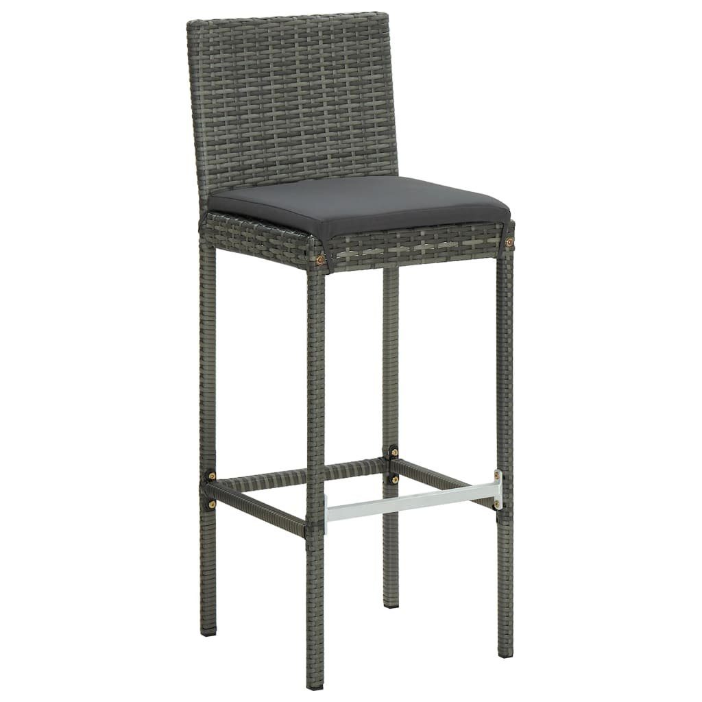 Gartenstuhl Garten-Barhocker mit Kissen 4 Stk. Grau Poly Rattan
