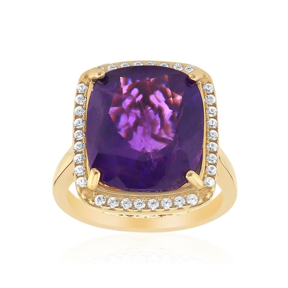 Cavill Silberring Marokkanischer Amethyst Goldplattierter Silberring, günstig online kaufen