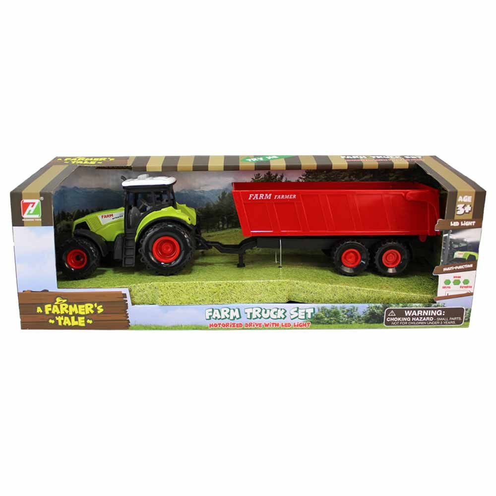 Jonotoys Spielzeug-Traktor Spielzeug Traktor mit Anhänger und Rückzug