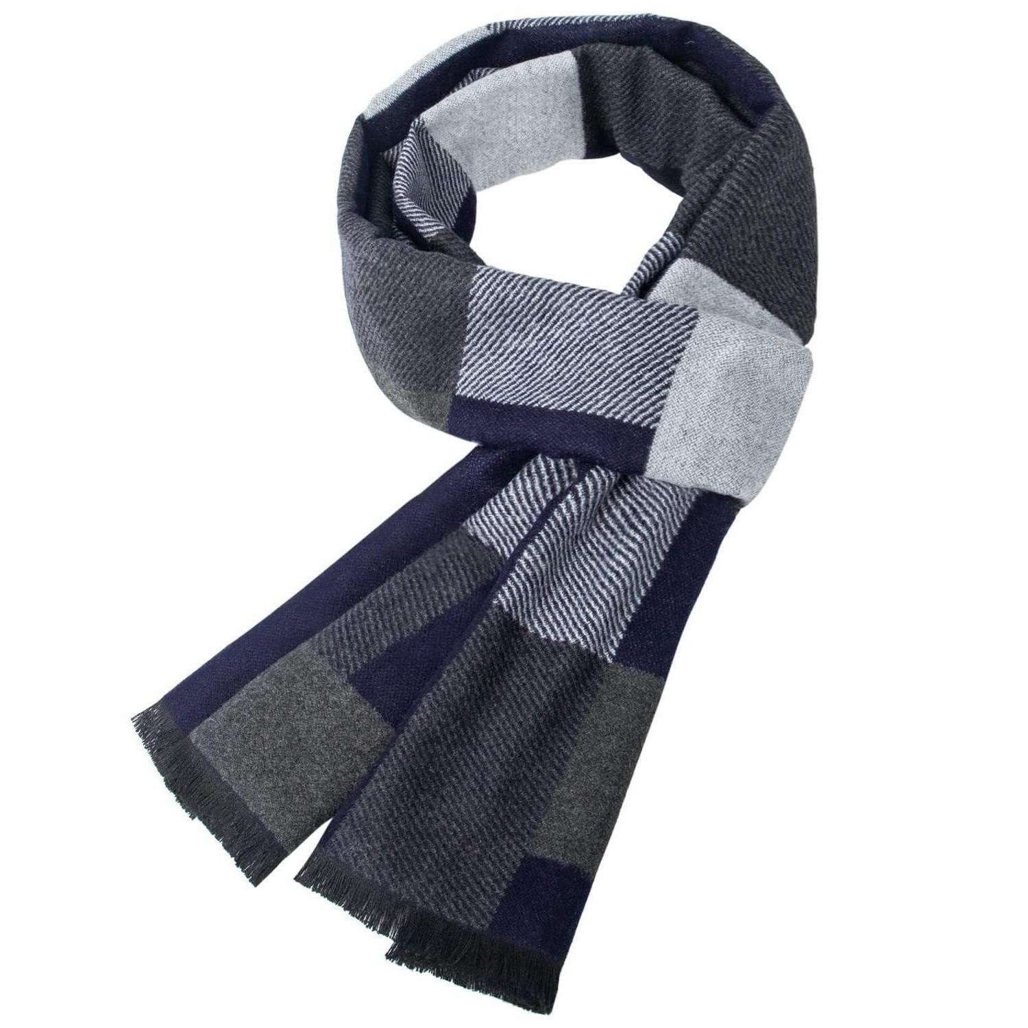 LuxusKollektion Schal Herren Schal Kariert Lang Blau, (1-St)