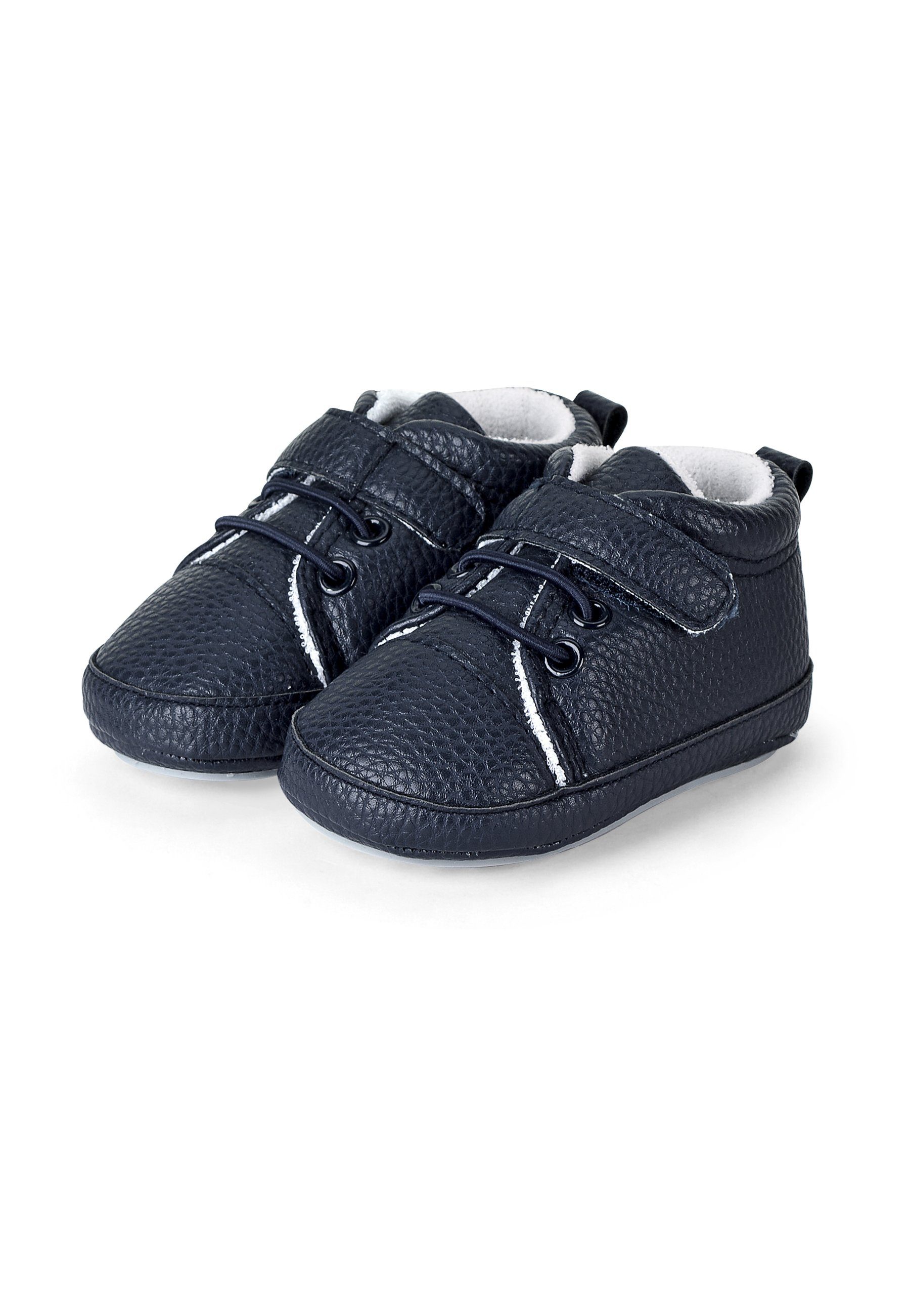 Sterntaler® Babyschuh Krabbelschuh (1-tlg., Hausschuhe mit süßen Stickmotiven, Babyschuhe unifarben) Krabbelschuhe mit Klettverschluss, Schnürsenkel und Anti-Rutsch-Sohle